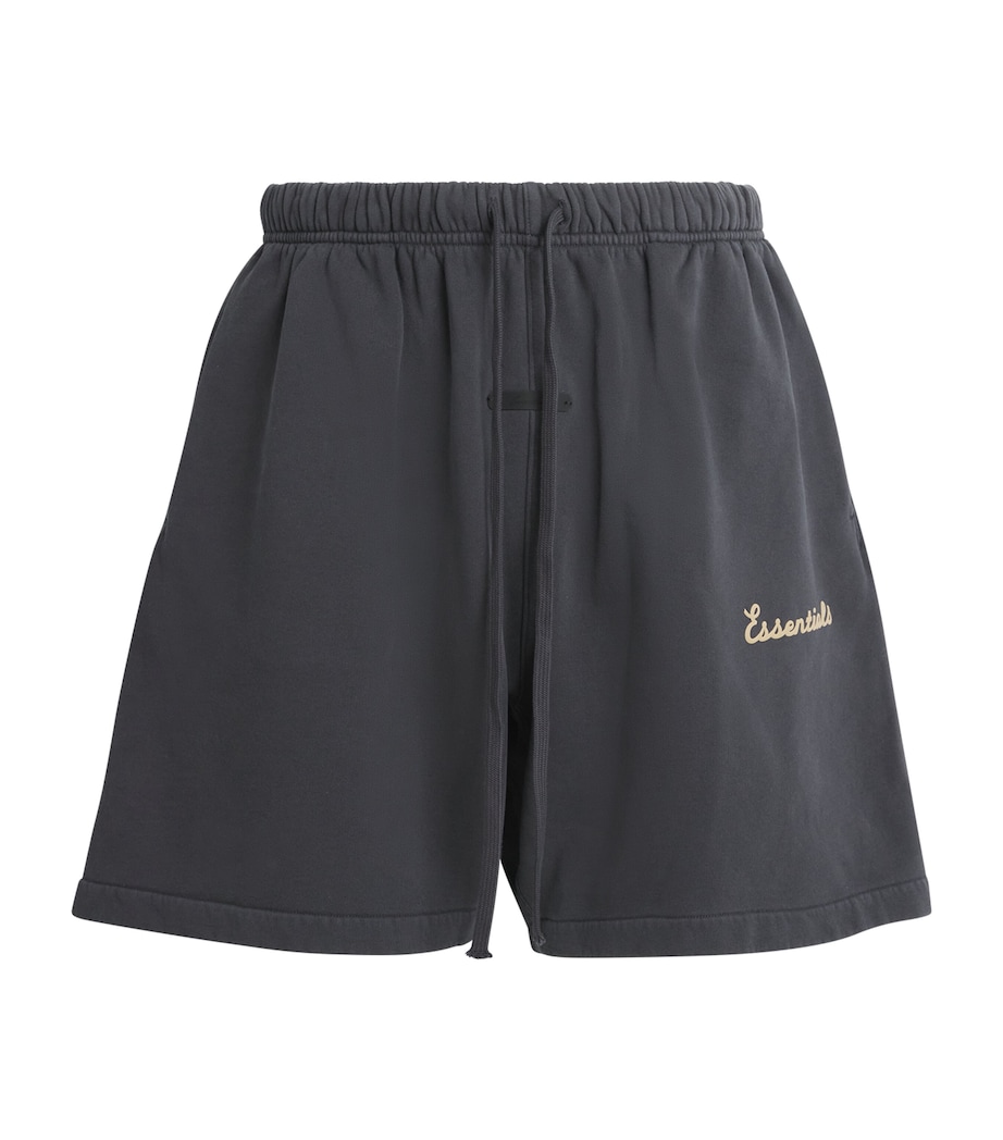 FEAR OF GOD ESSENTIALS Mens Cotton Logo Sweat Shorts Faded Black Image 1