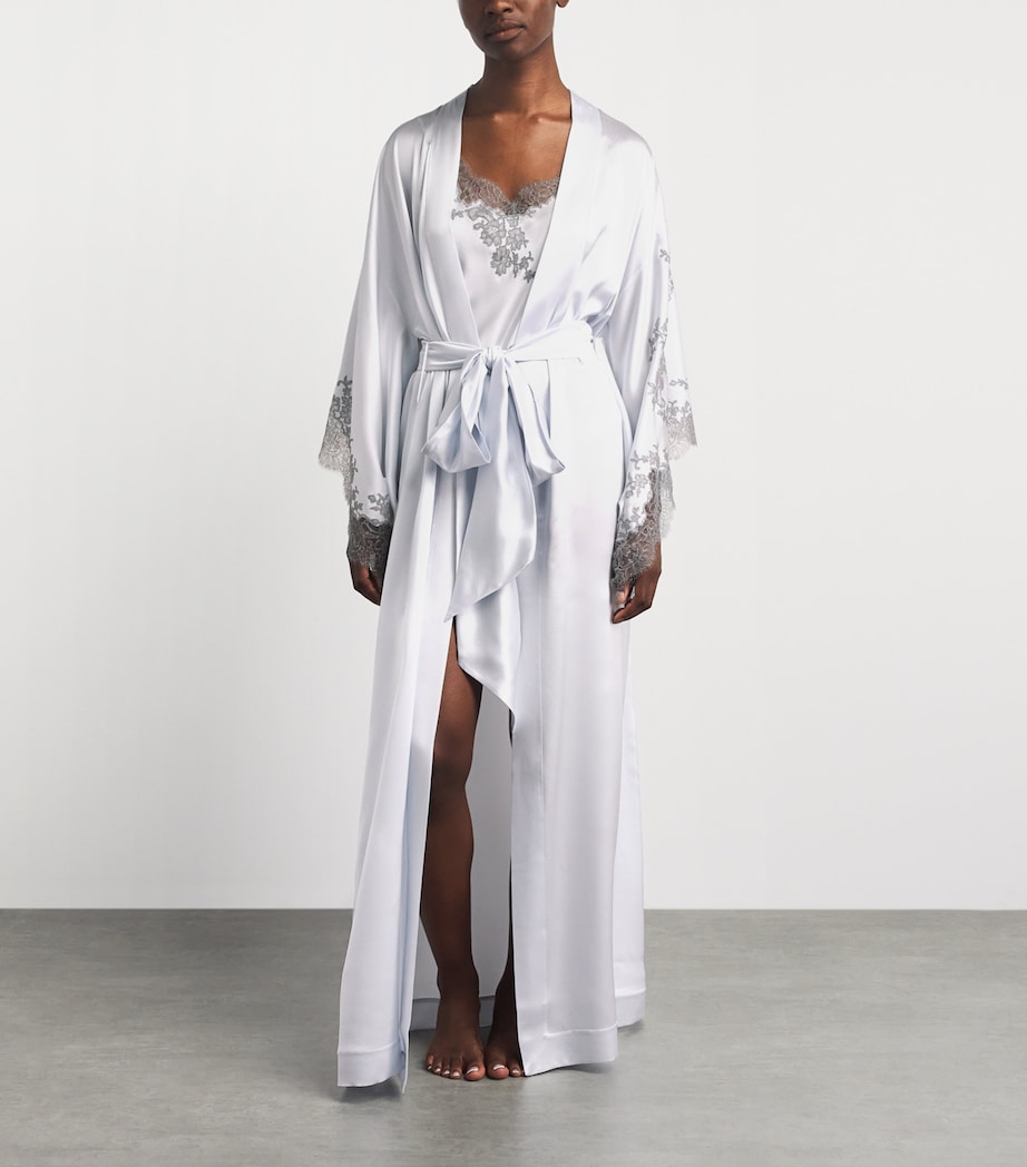 Carine Gilson Womens Long Silk Cérès Robe Silvergrey Image 2