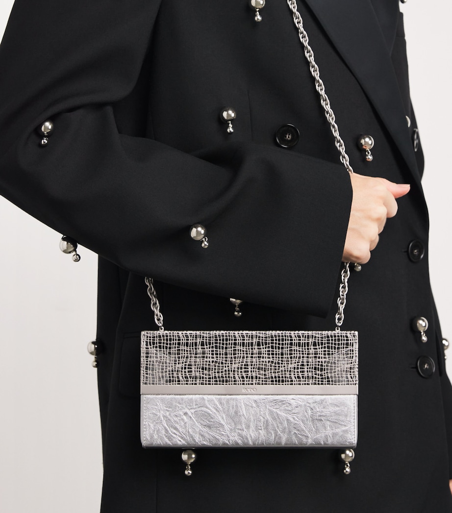 Leather Caged Clutch Bag 0323 SILVER Image 2