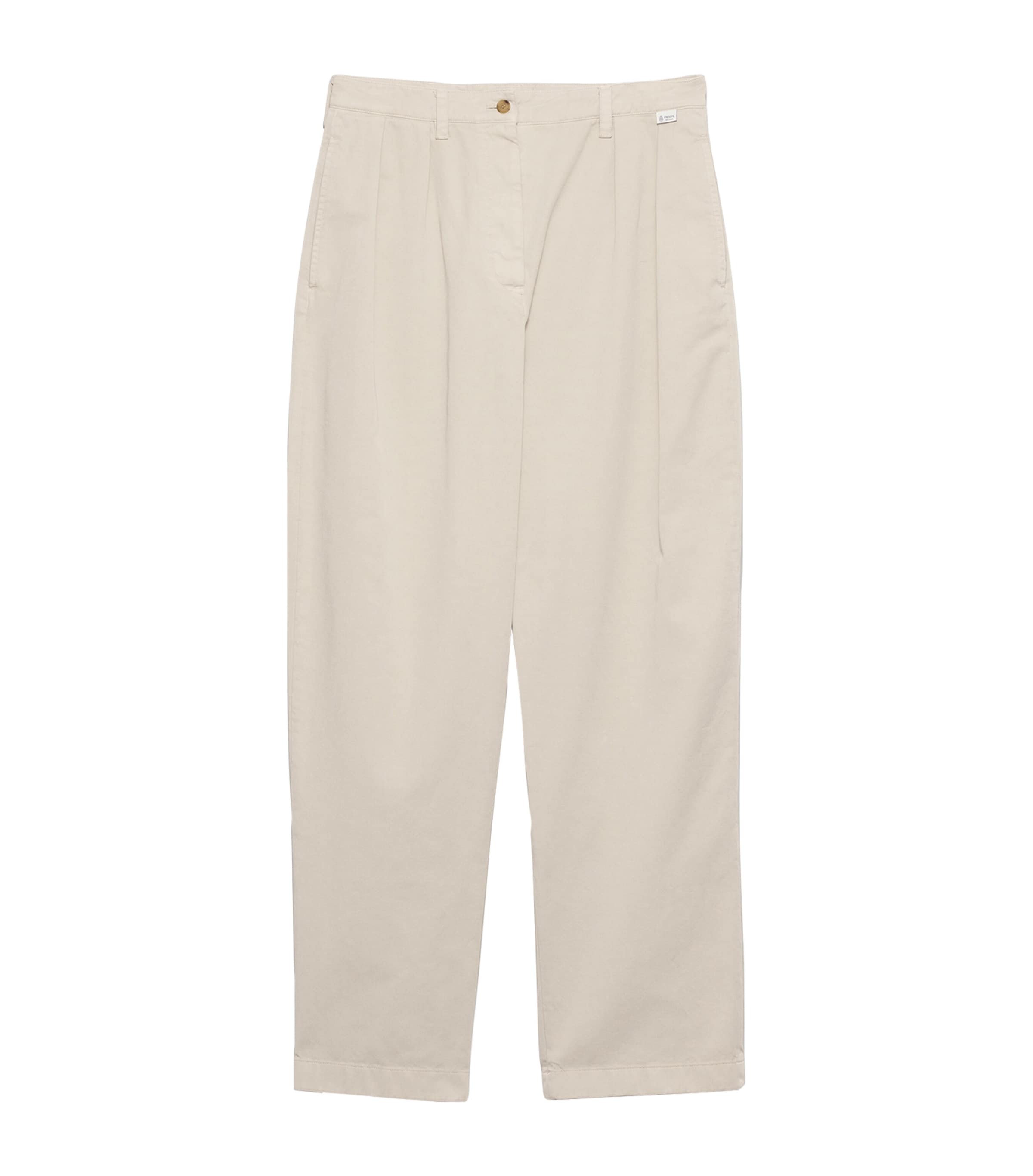 Prada Womens Cotton Gabardine Wide-Leg Trousers Neutral Image 1
