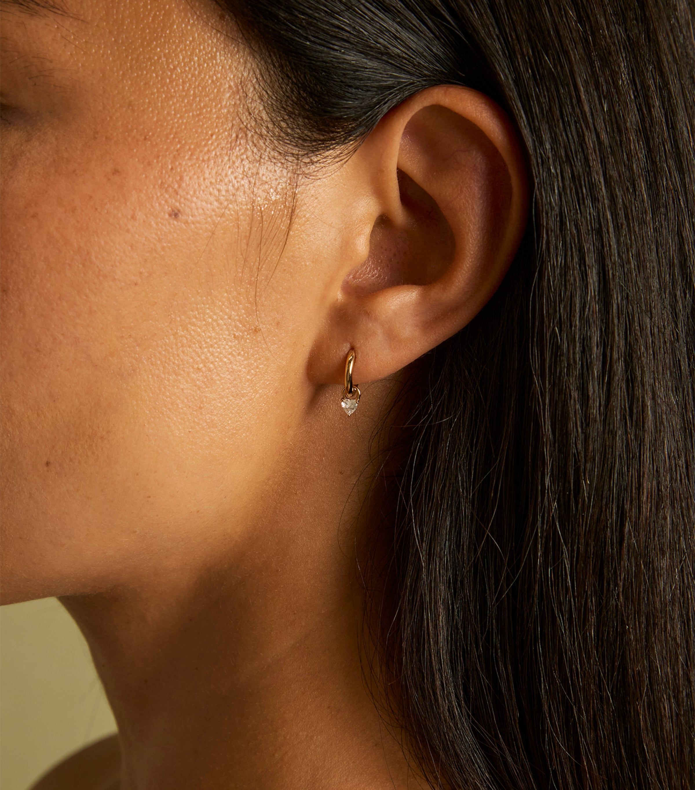 Gold-Plated Sterling Silver and Cubic Zirconia Heart Huggie Earrings GOLD Image 2