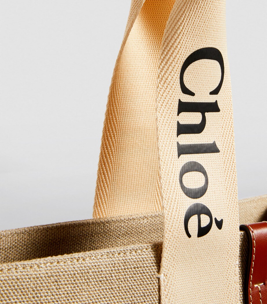 Chloé Large Woody Tote Bag White Brown Image 6
