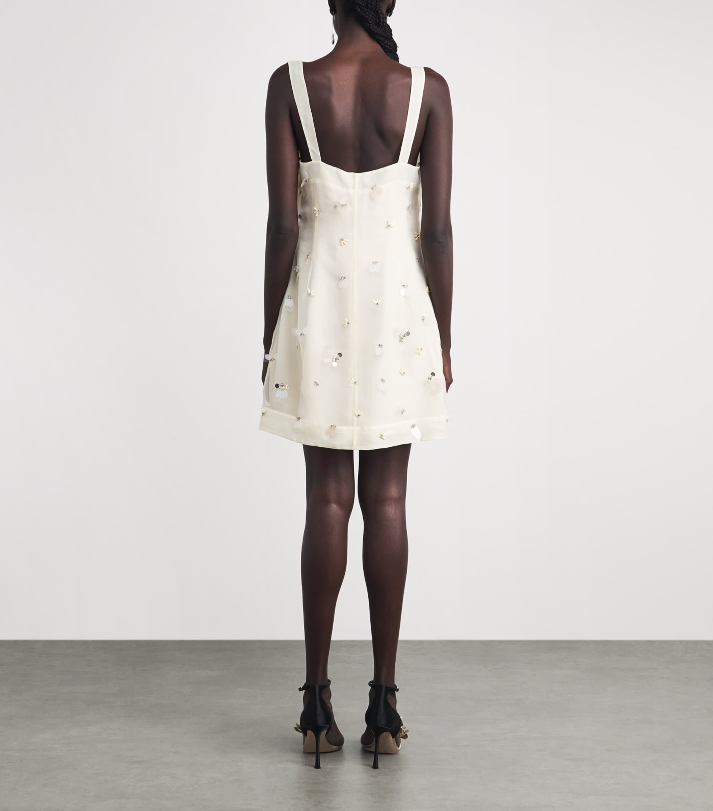 Simkhai Womens Embellished Organza Sumi Mini Dress Yolk Image 4