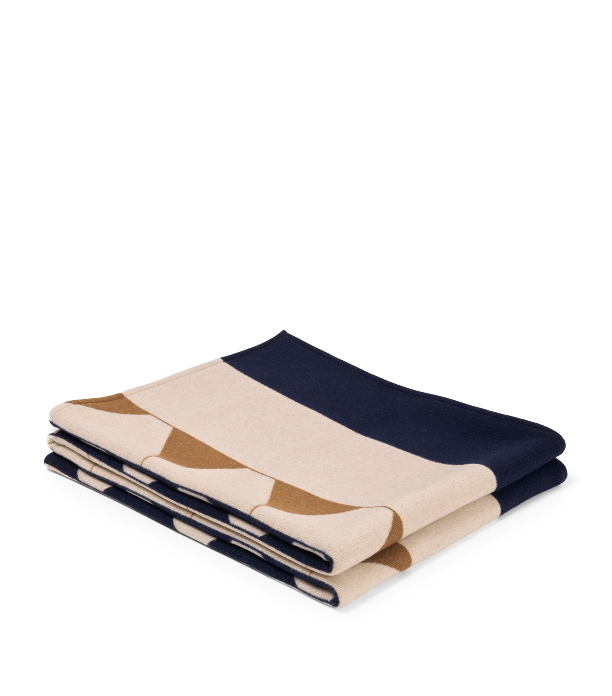 Wool-Cashmere Deco 001 Throw (135cm x 220cm) 2L25 - CREAM/BLUE Image 3