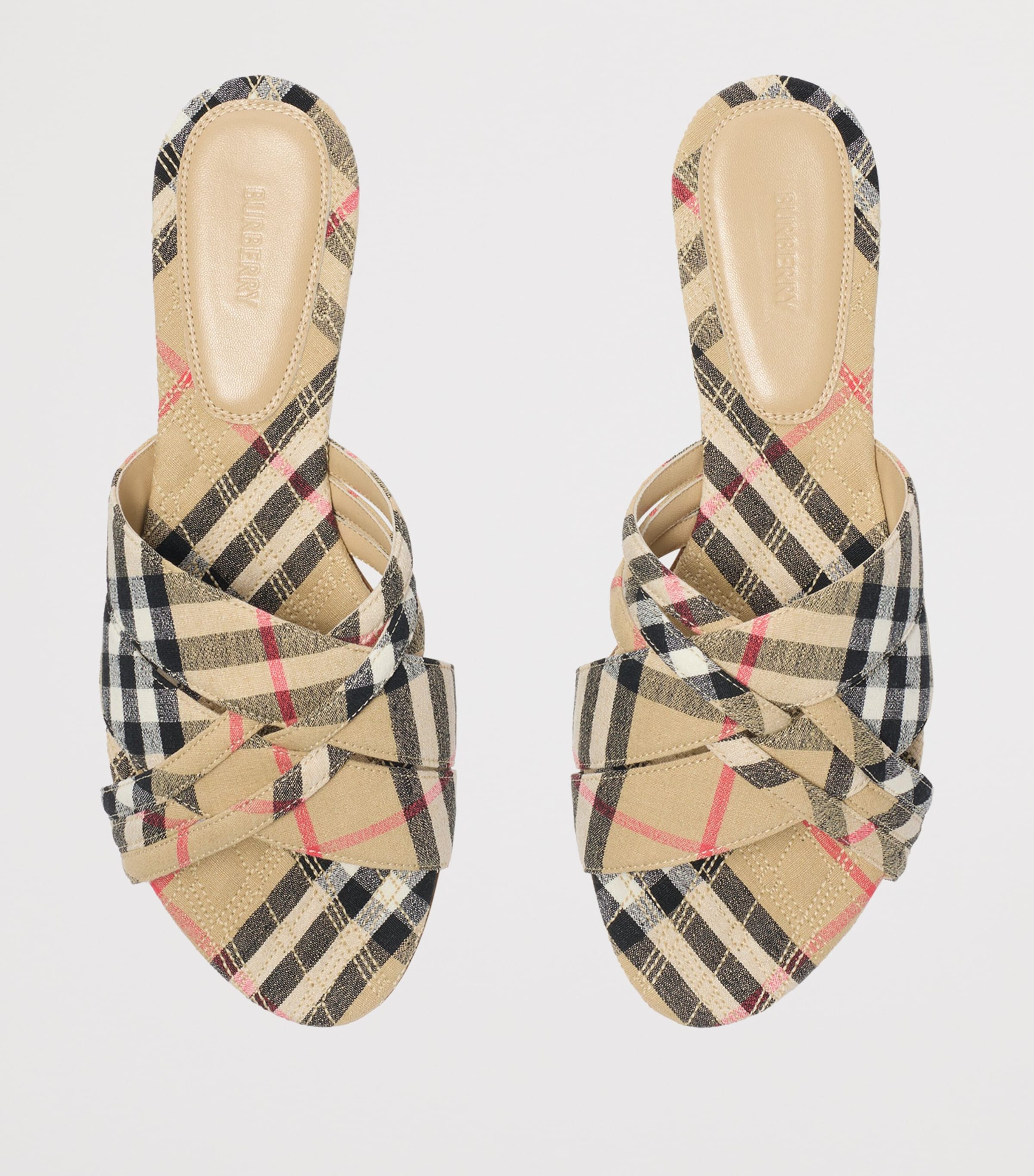 Linen Check Cabana Slides SAND IP CHECK Image 5