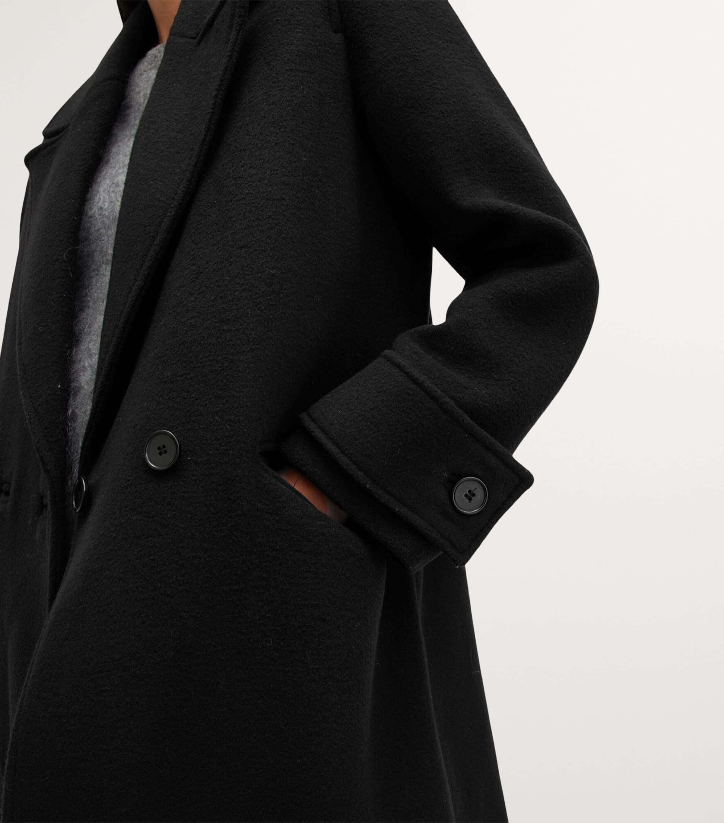 Double-Breasted Mabel Coat BLACK Image 7