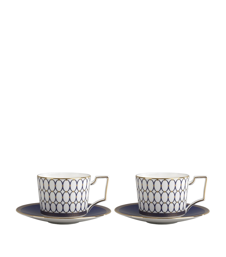 Renaissance Gold Teacups And Saucers (Set Of 2) BLUE Image 1