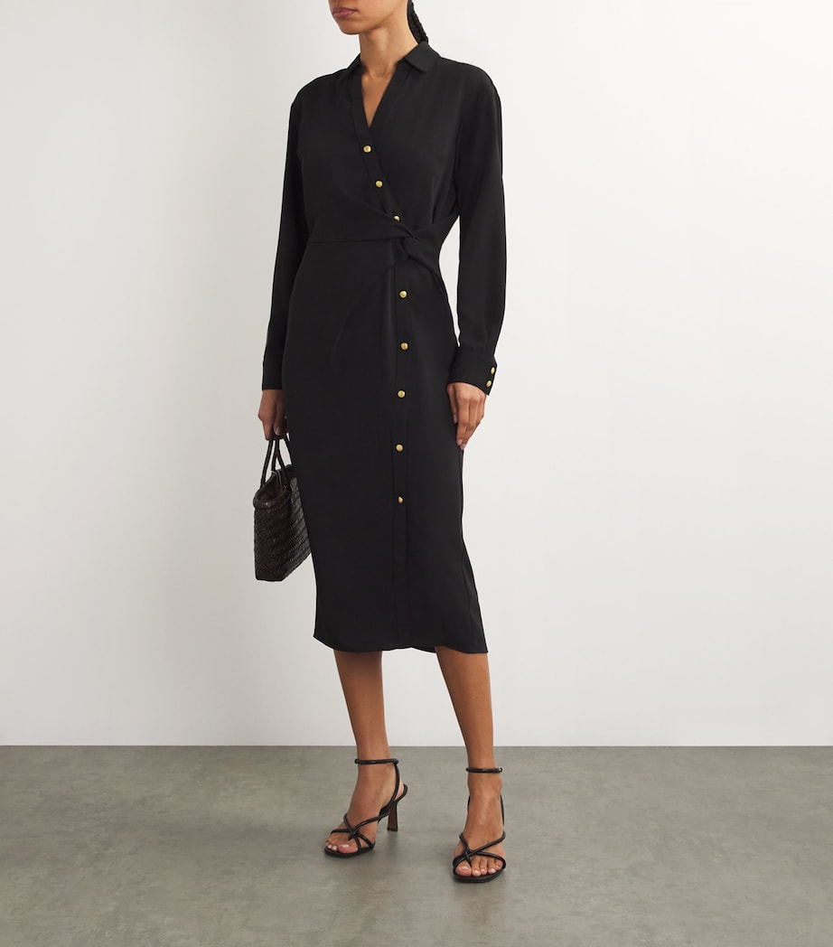 Asymmetric Wright Shirt Midi Dress BLACK Image 2