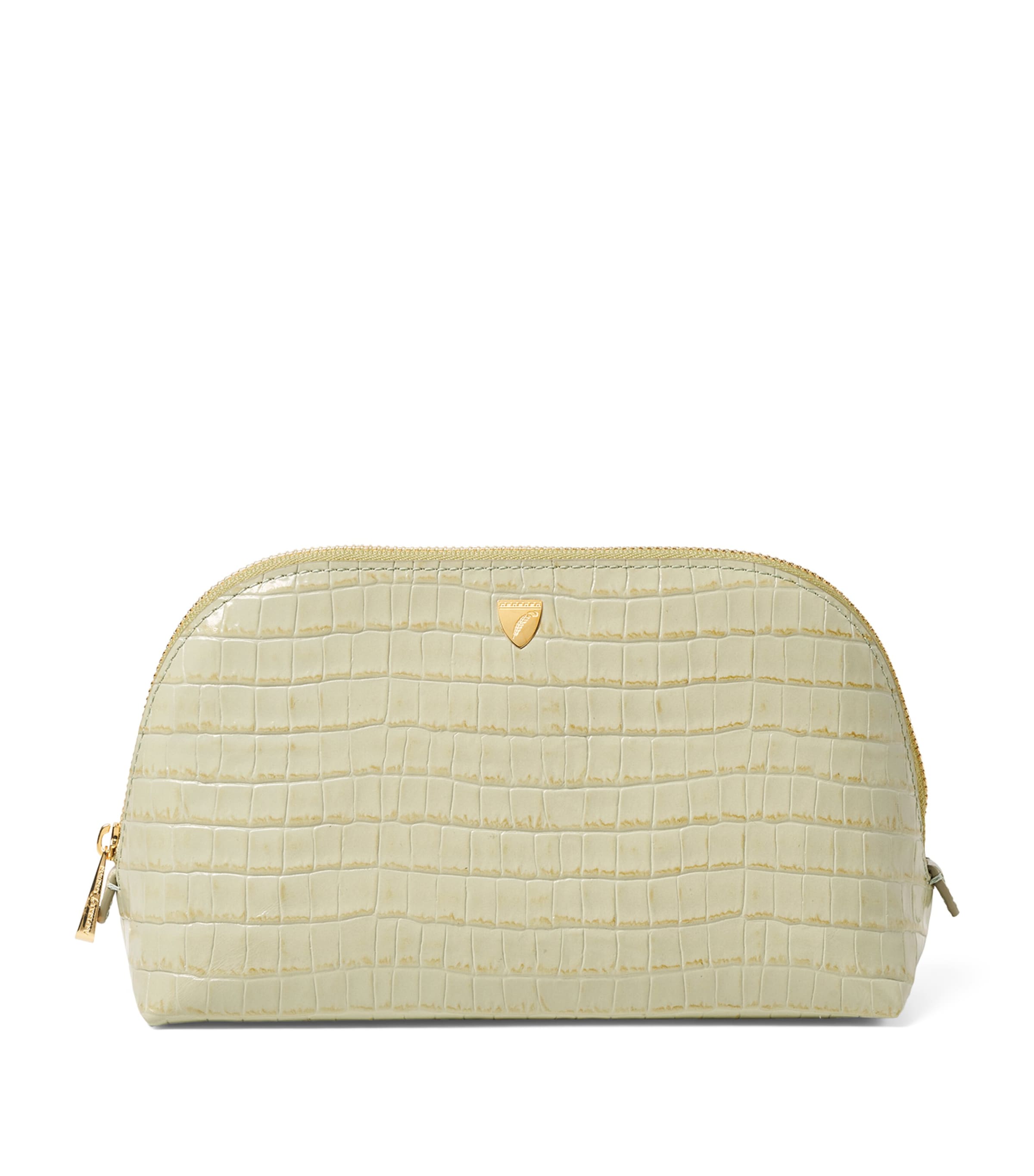Aspinal Of London Small Leather Cosmetic Case In Green