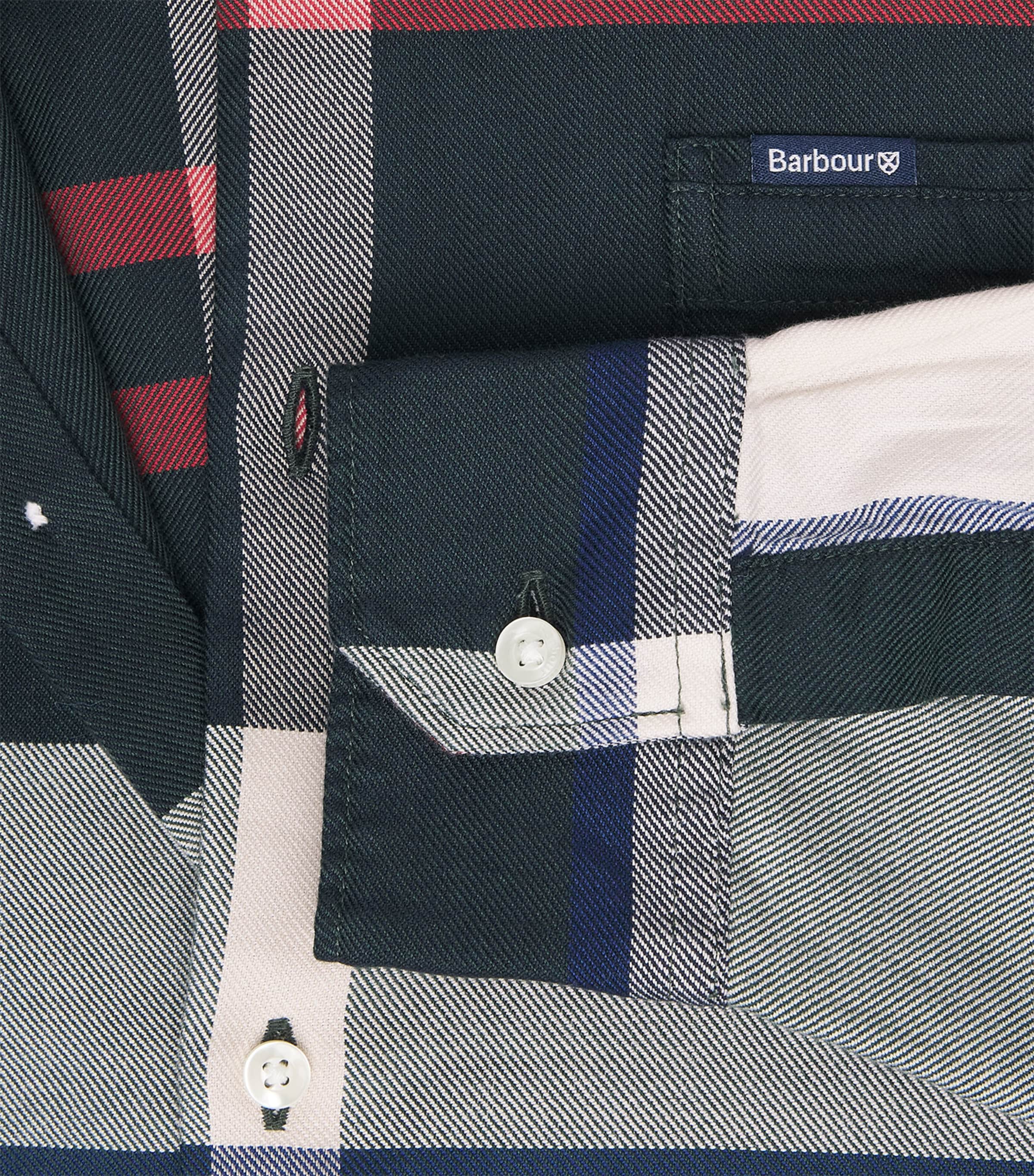 Barbour Mens Cotton Tartan Dunoon Shirt Evergreen Tartan Image 6