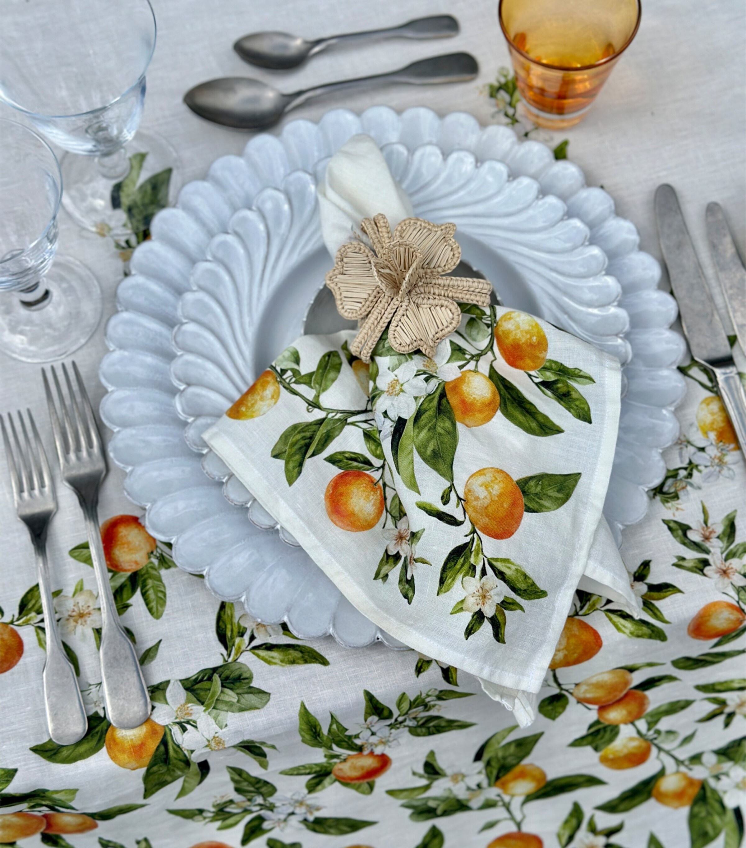 Summerill & Bishop Linen L'Orangerie Napkin (50cm x 50cm) Orange Image 3