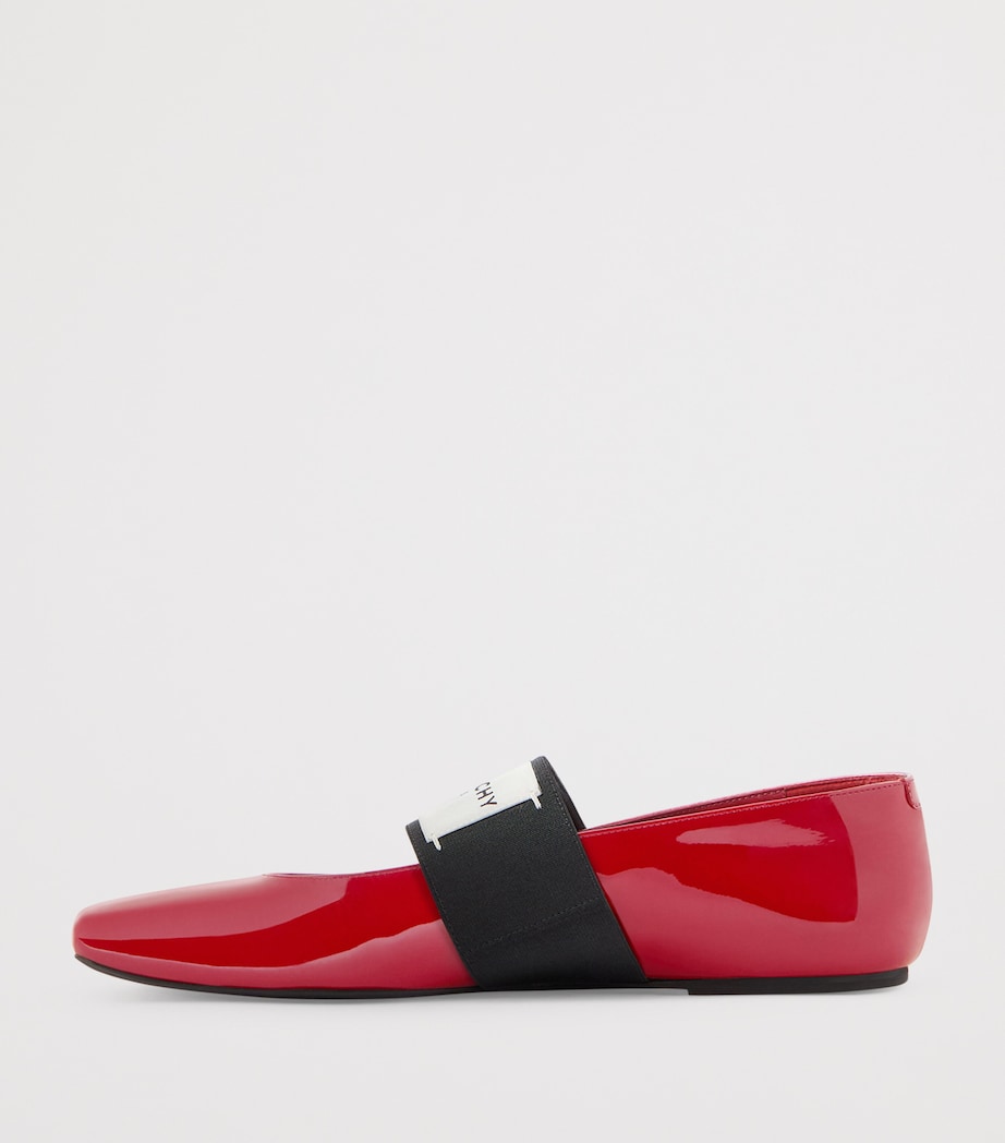 Leather Squared Toe Ballet Flats DEEP RED Image 4