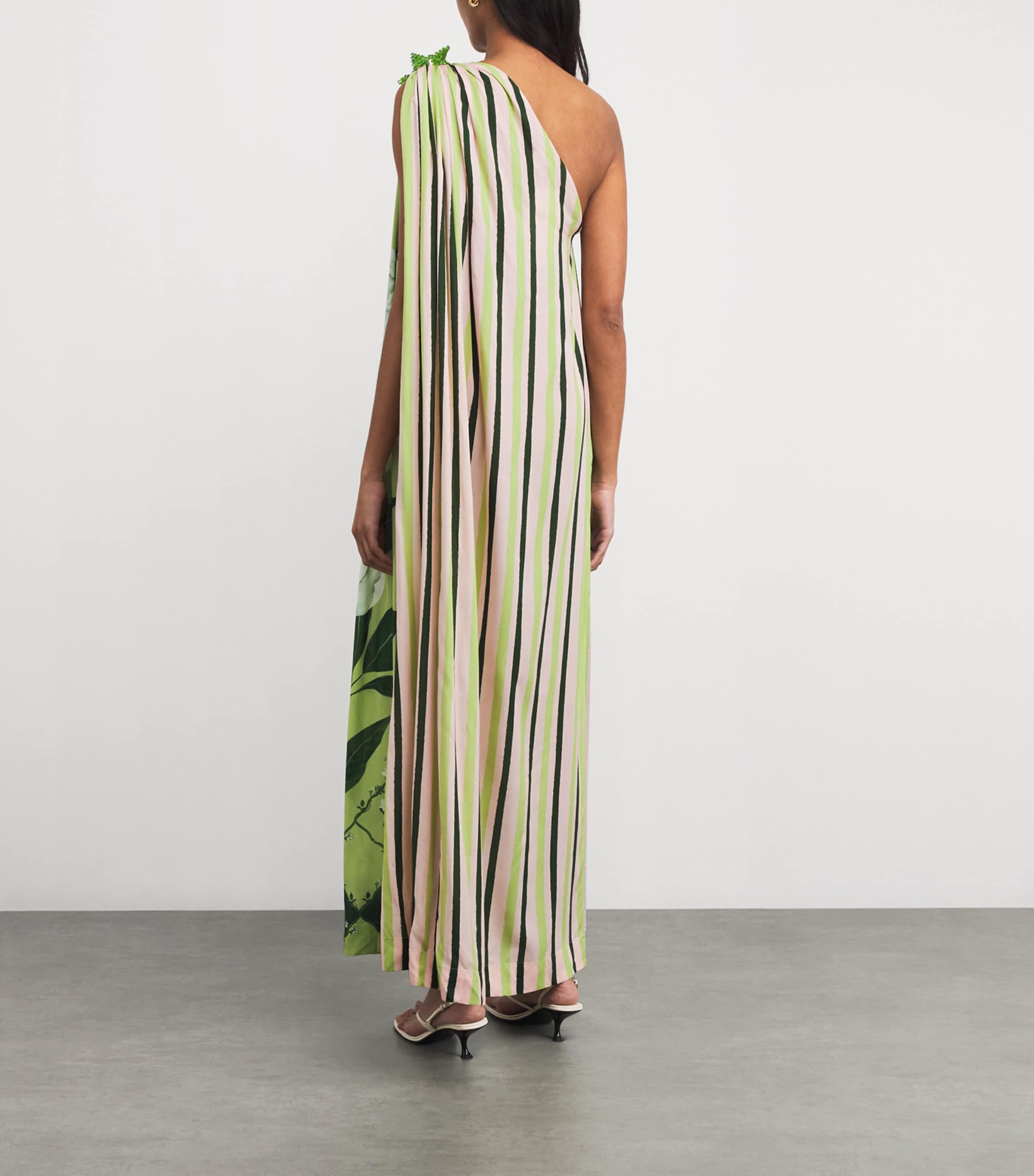 One-Shoulder Toga Maxi Dress SAGE GREEN/BLUSH Image 3