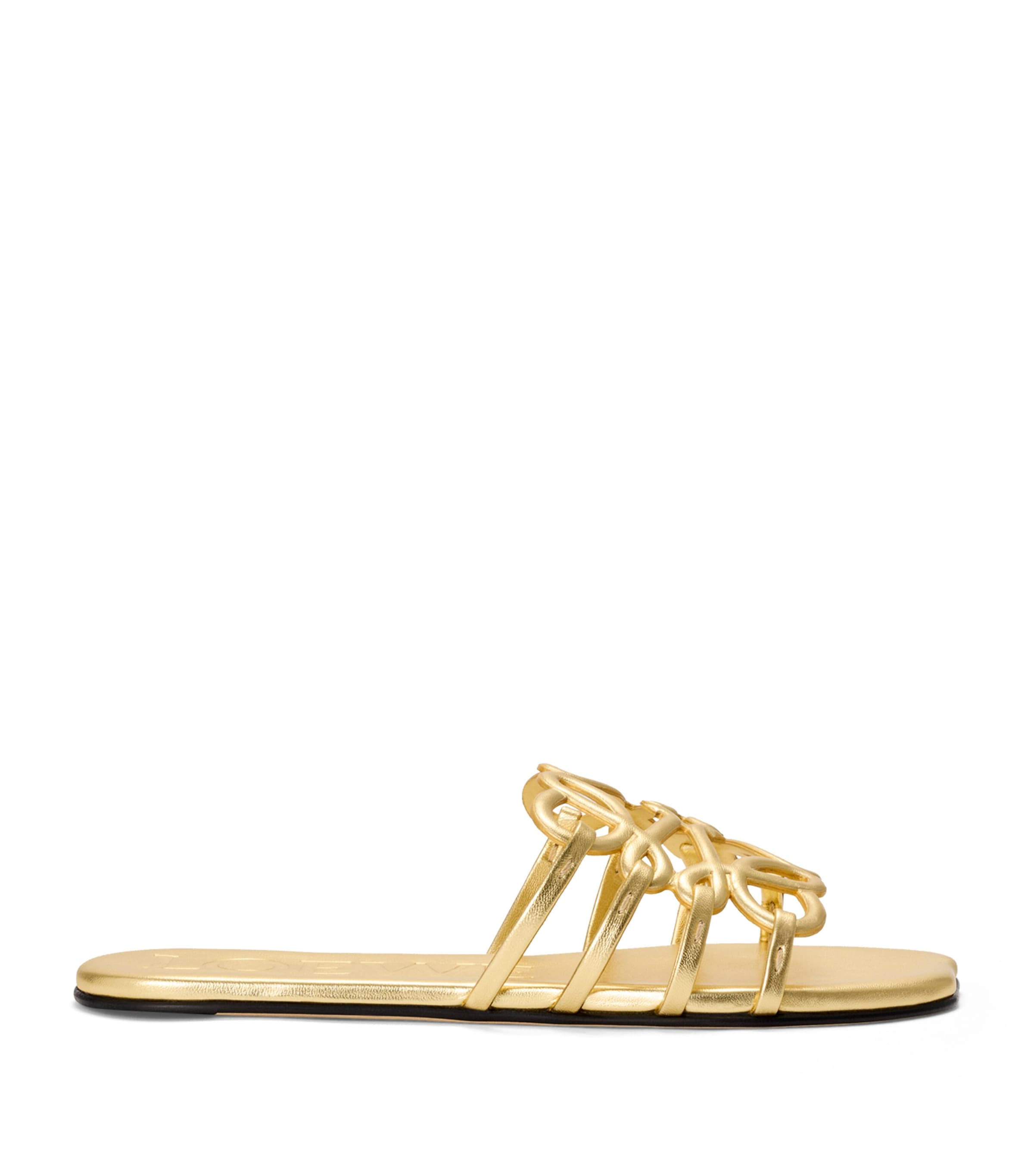 LOEWE x Paula's Ibiza Leather Petal Anagram Slides Gold Image 1