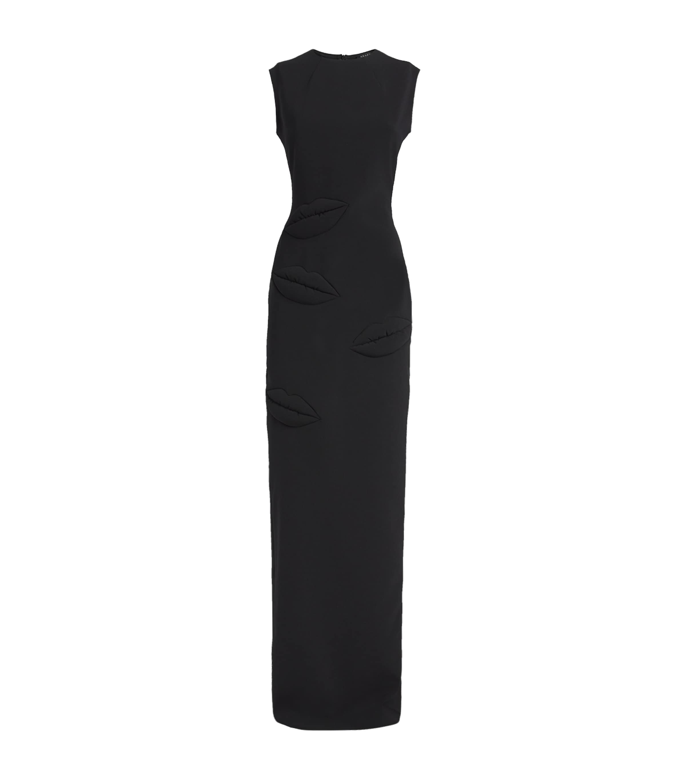 Shop A.w.a.k.e. 3d Lip Appliqué Maxi Dress In Black