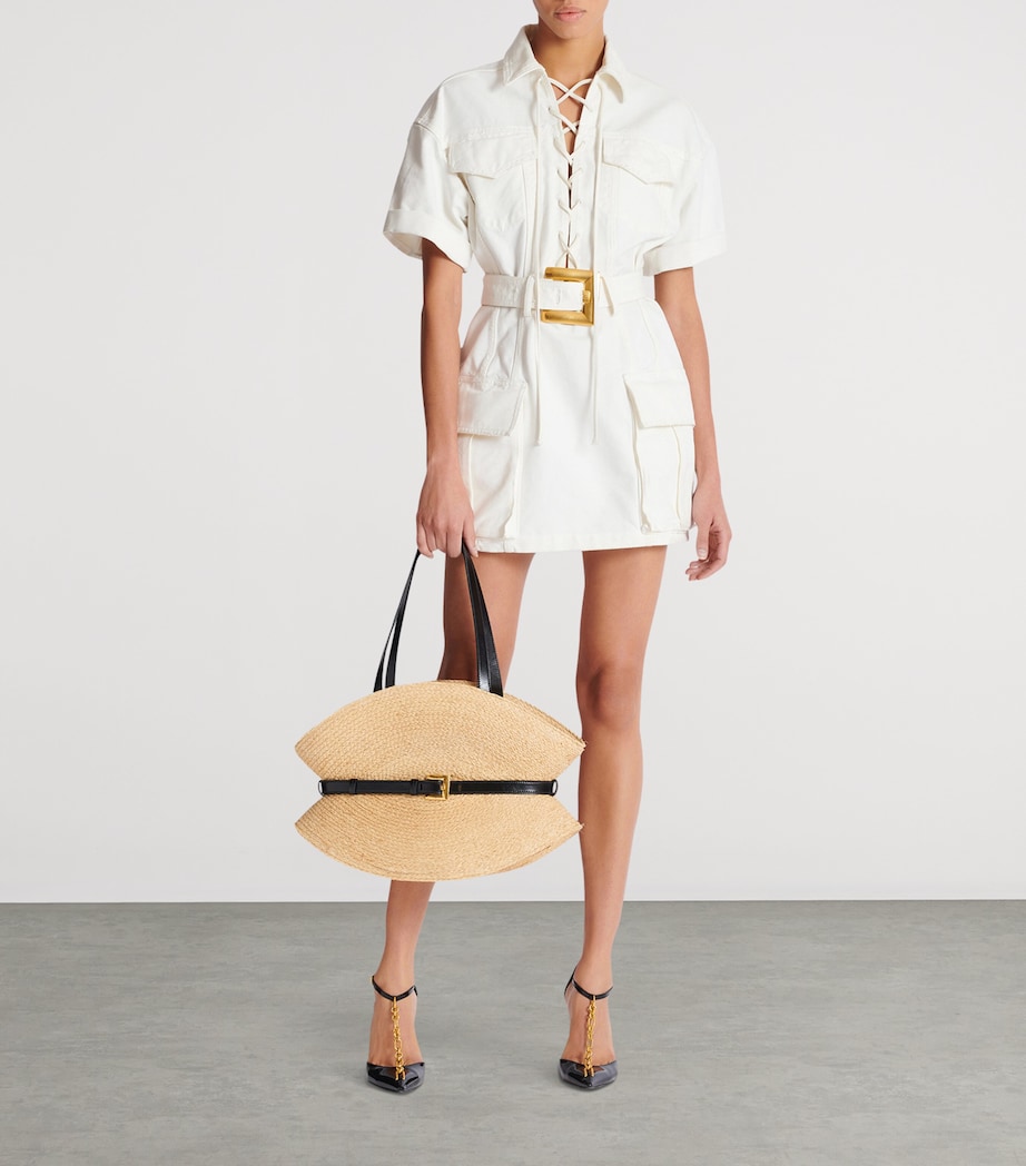 Cotton Belted Mini Dress 0FC BLANC CASS?? Image 2