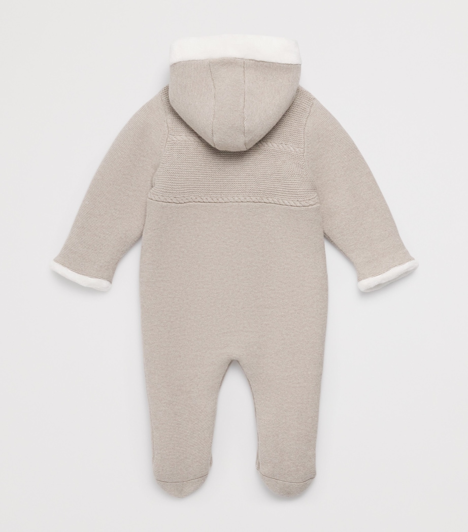 Cotton-Wool-Cashmere Hooded  All-In-One (1-18 Months) 16GREIGE CHIN Image 2