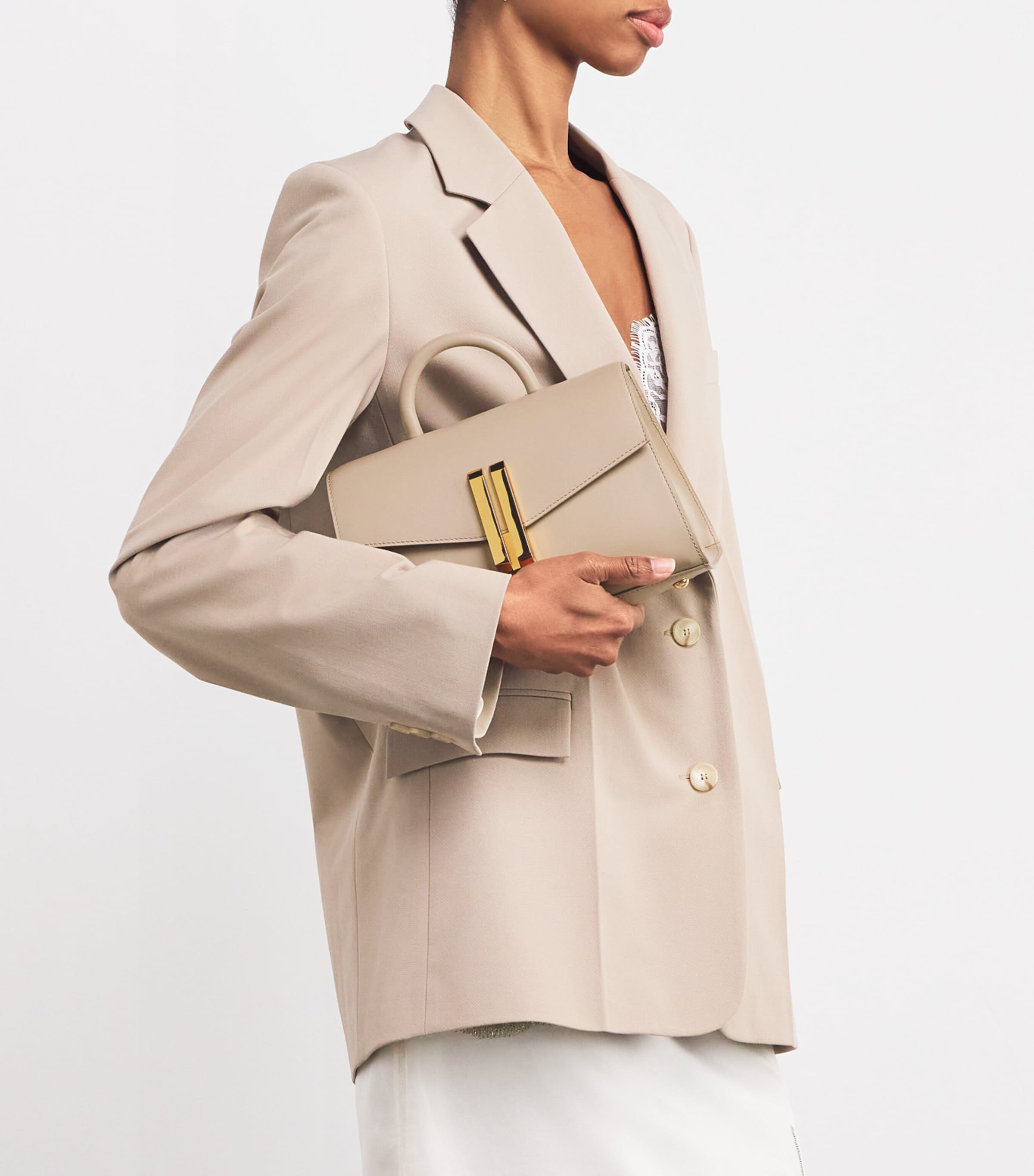 Demellier Brown Midi Leather Montreal Top-Handle Bag | Harrods US