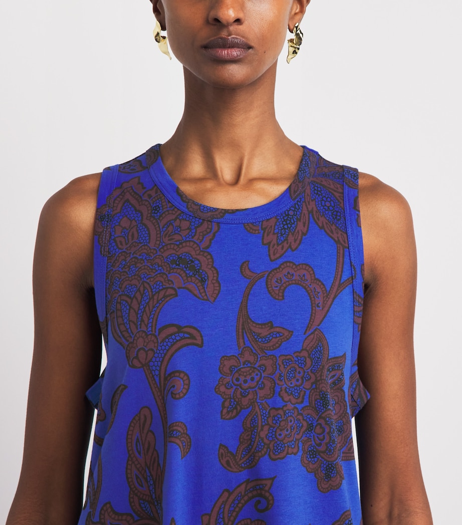 ME+EM Womens Organic Cotton Floral Swing Maxi Dress Blue Multi Image 3