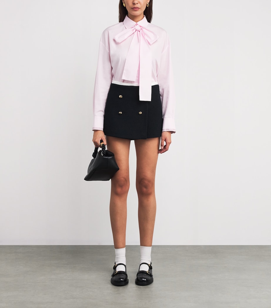 Tweed Contrast-Trim Shorts NAVY Image 2