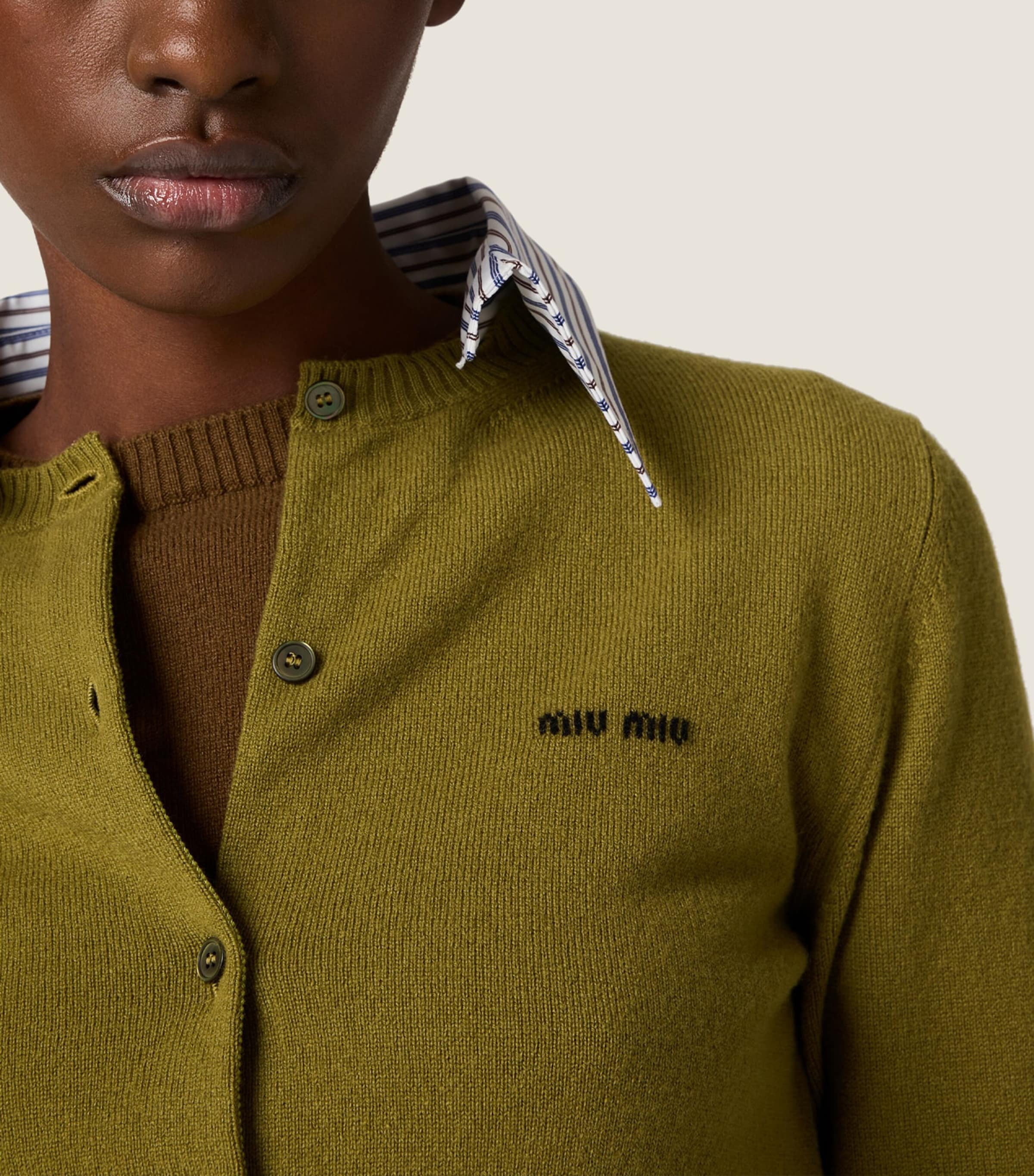 Cashmere Detachable-Collar Cardigan F0XI7 Image 5