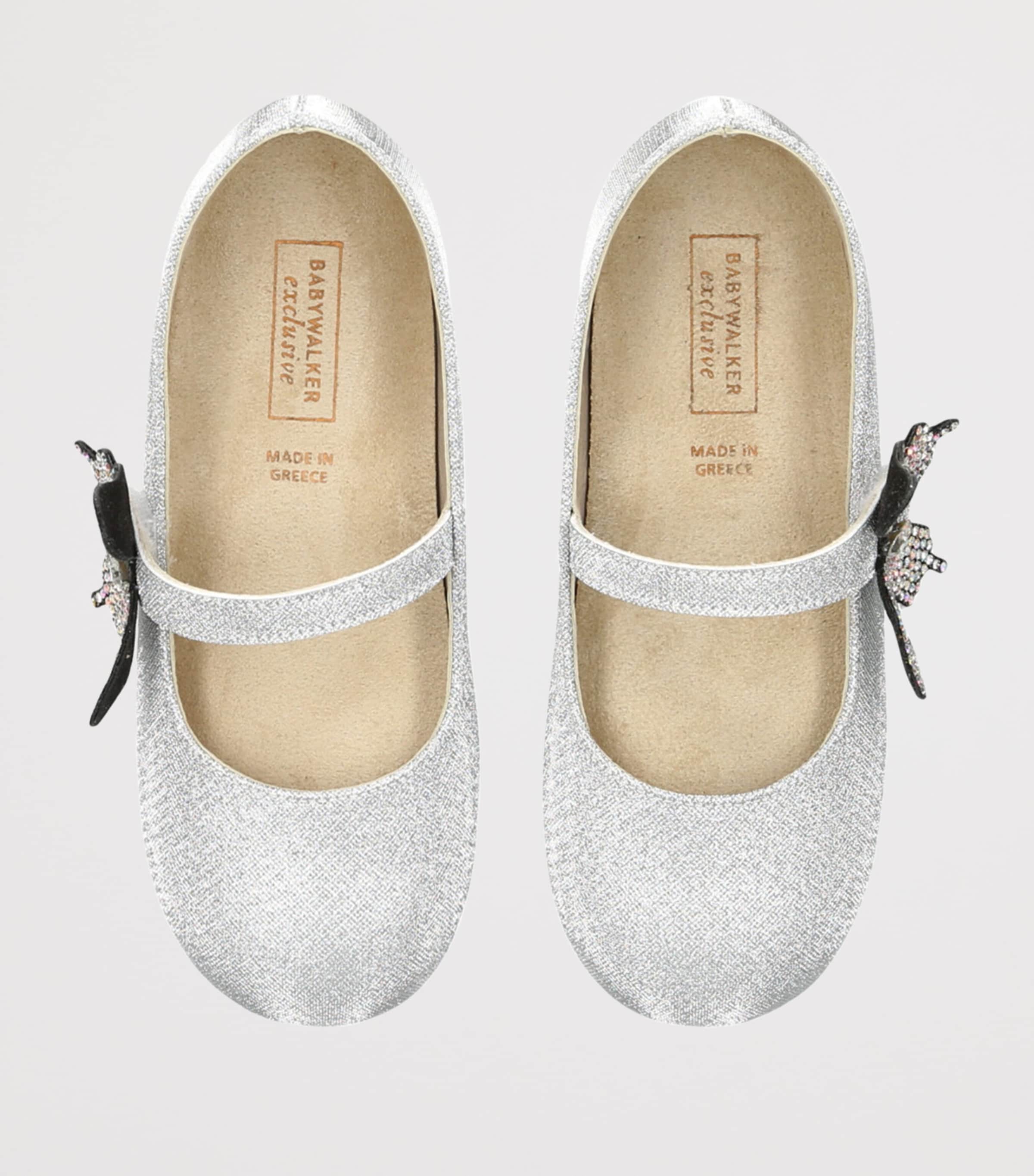 BabyWalker Crystal Butterfly Ballet Flats Silver Image 4