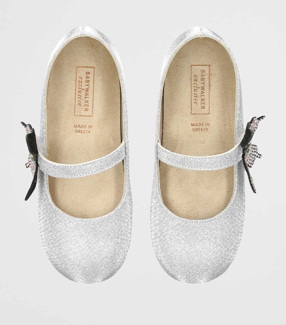 BabyWalker Crystal Butterfly Ballet Flats Silver Image 4