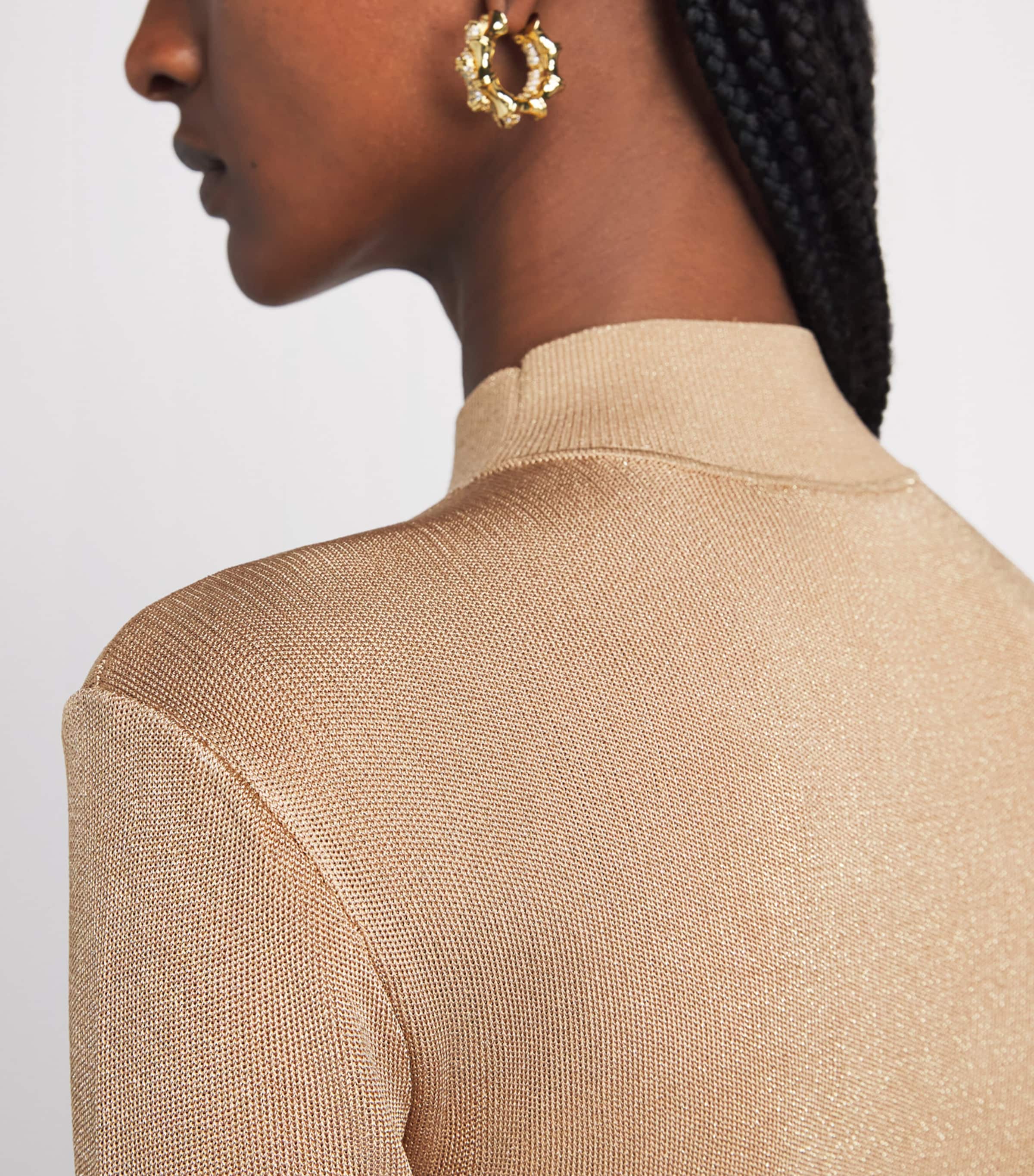 Roland Mouret Womens Lurex Draped Gown Gold Image 3