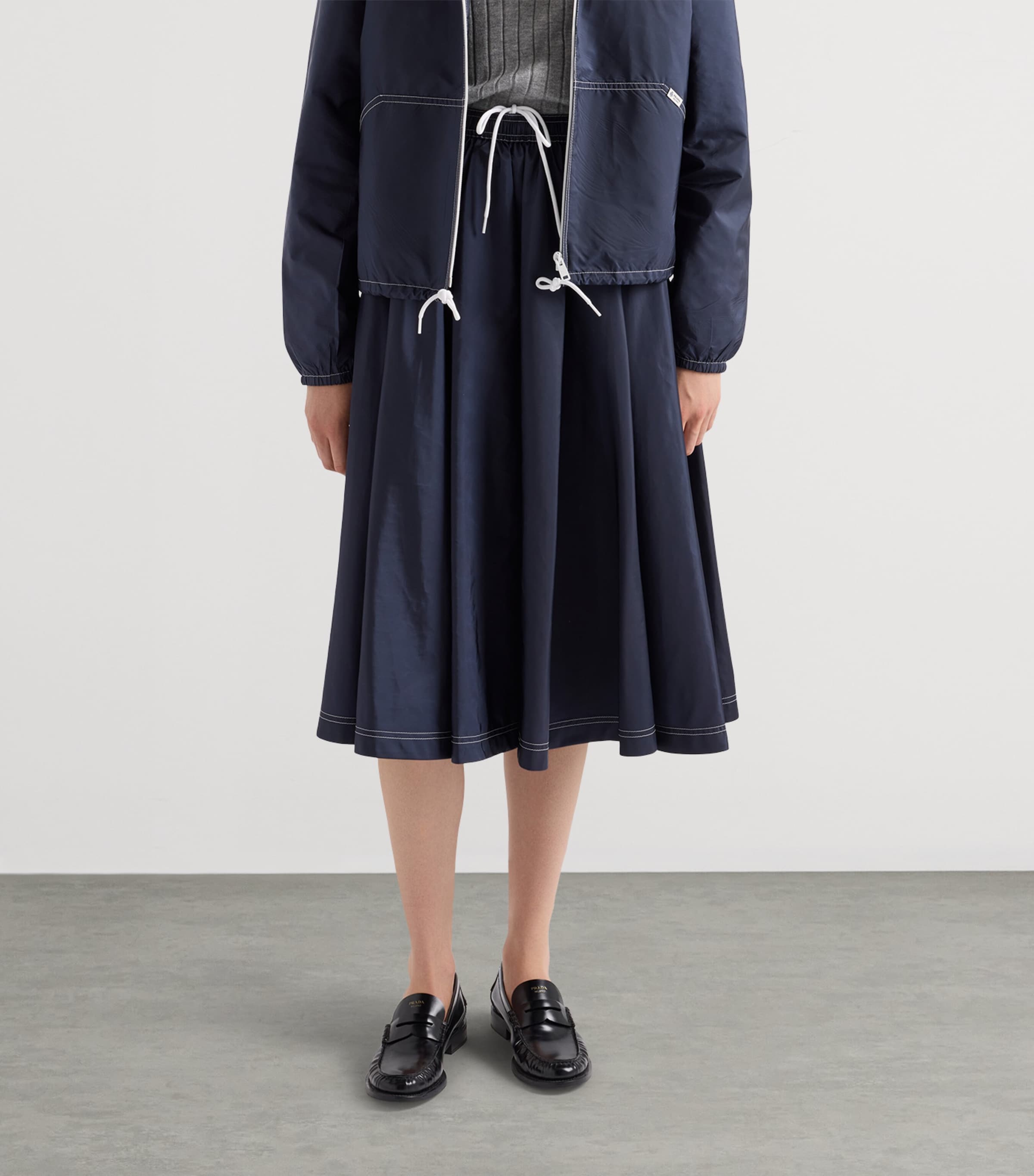 Prada Womens Re-Nylon Lightweight Midi Skirt Blue Image 4