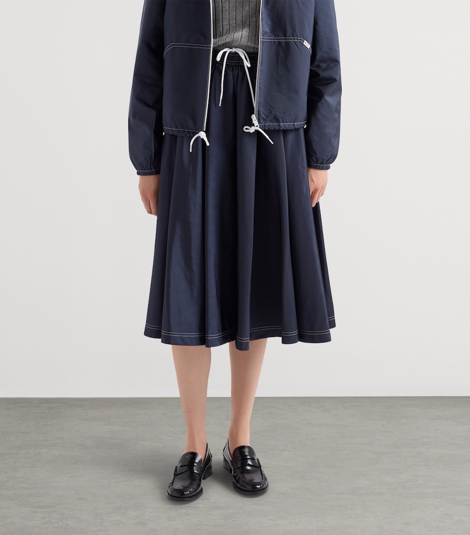 Prada Womens Re-Nylon Lightweight Midi Skirt Blue Image 4