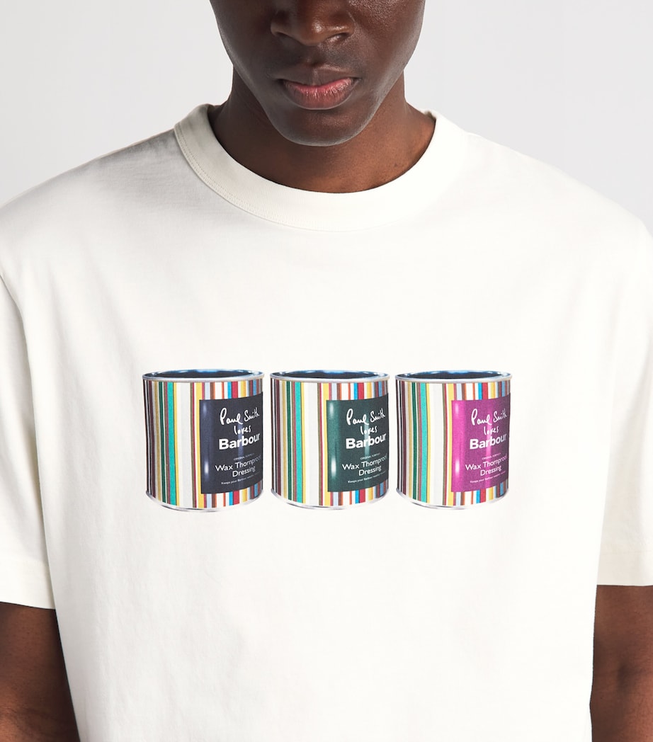 Barbour Mens x Paul Smith Cotton Tinned T-Shirt Whisper White Image 3