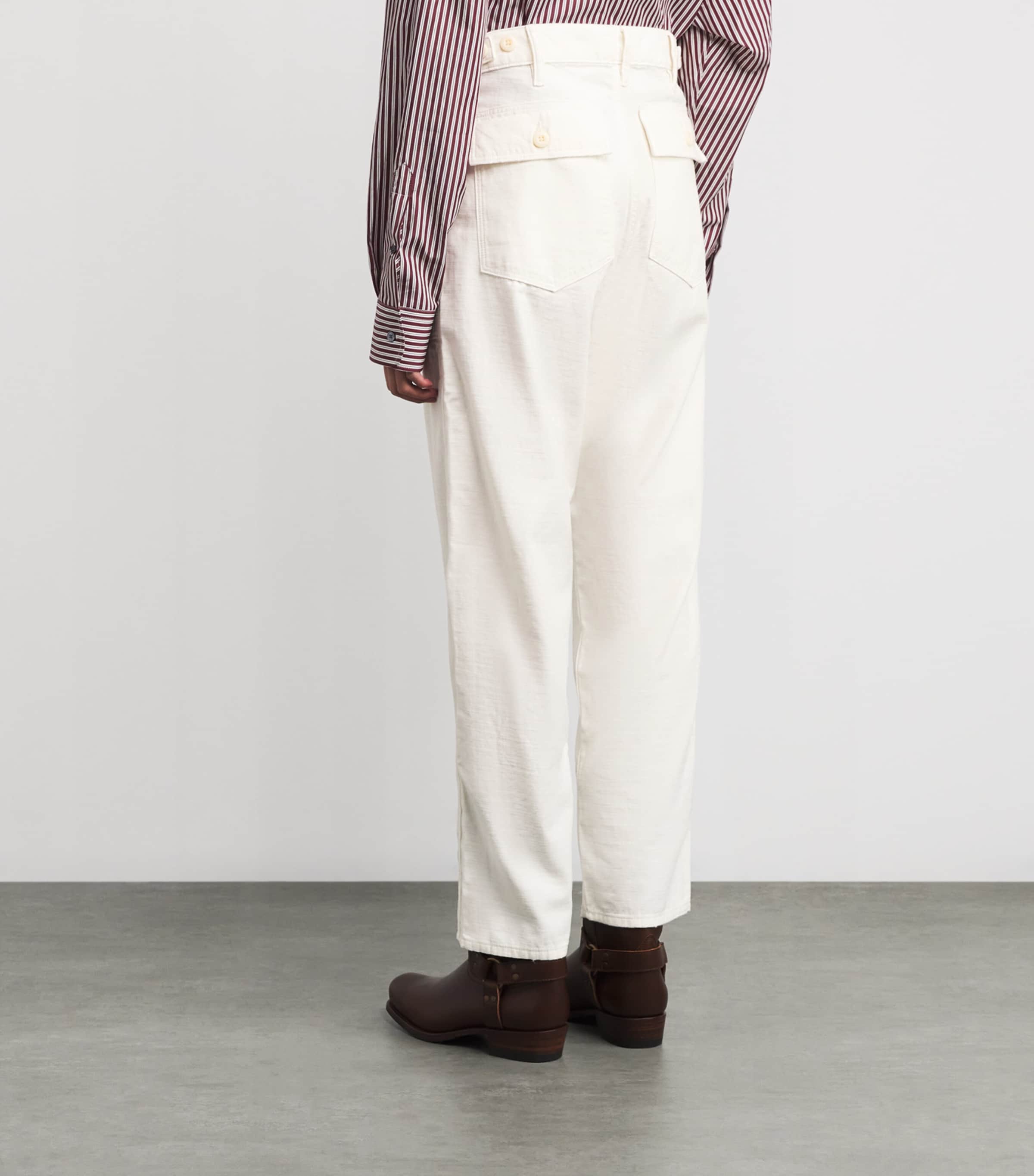 Cotton Straight Trousers ECRU Image 4