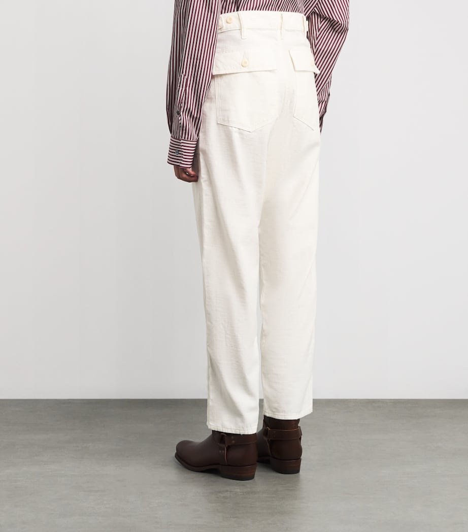 Cotton Straight Trousers ECRU Image 4