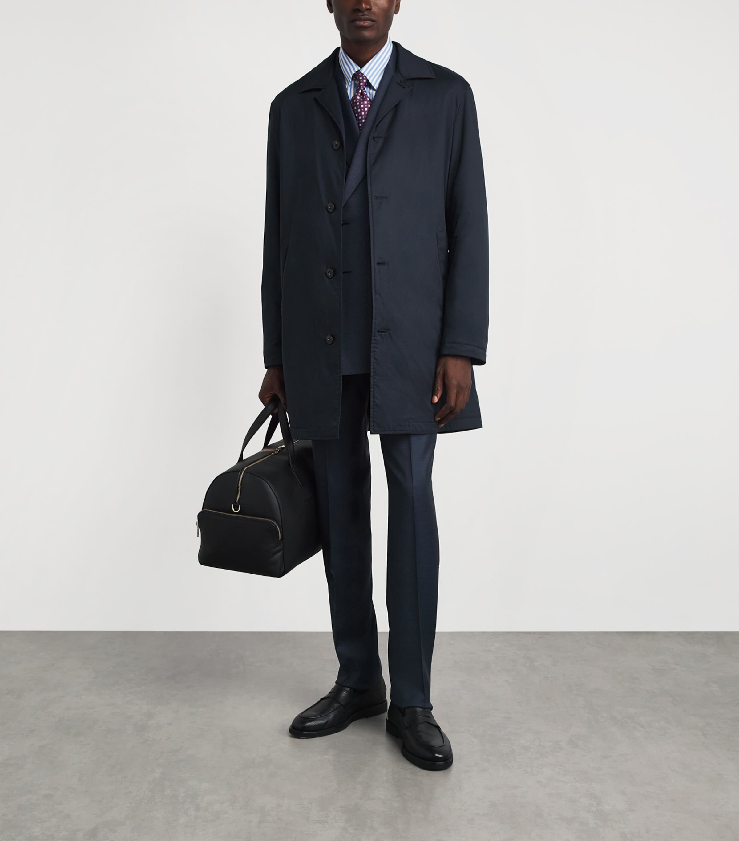 Canali Mens Technical Car Coat Navy Image 2