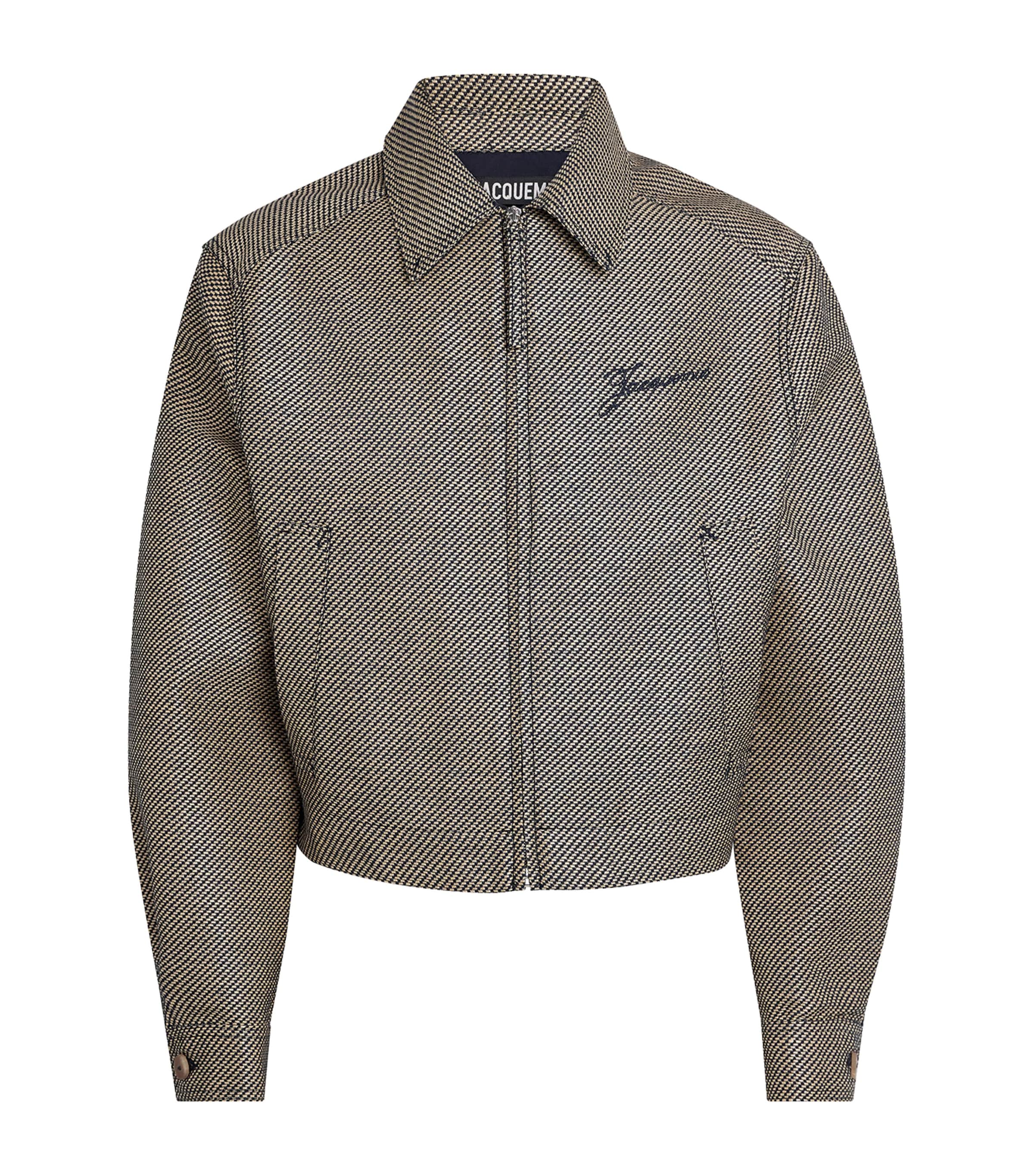 Jacquemus Mens Navy Canevas De-nimes Boxy-fit Canvas Jacket In Brown