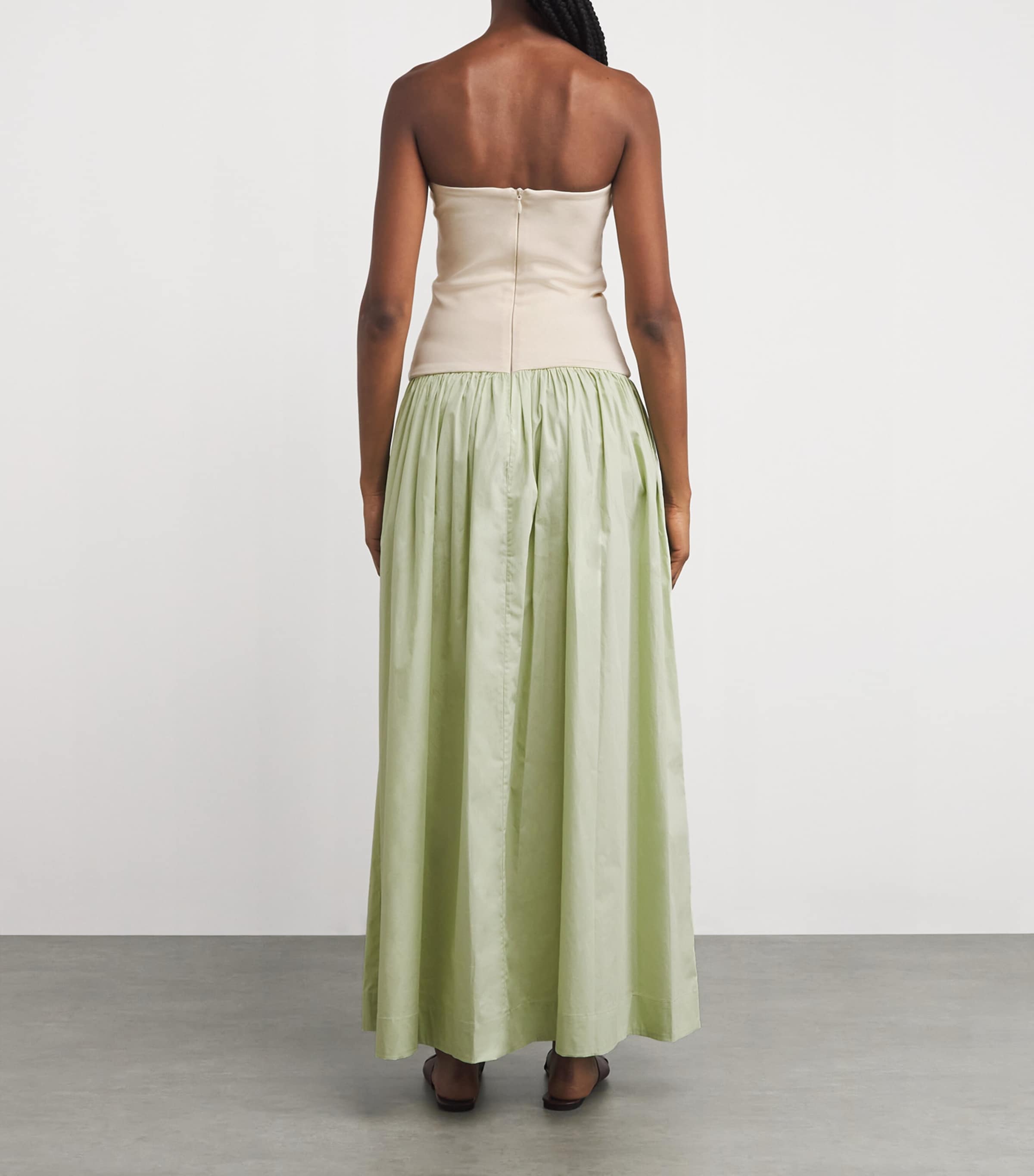Cotton Knit Maxi Dress CREMA / PISTACHIO Image 3