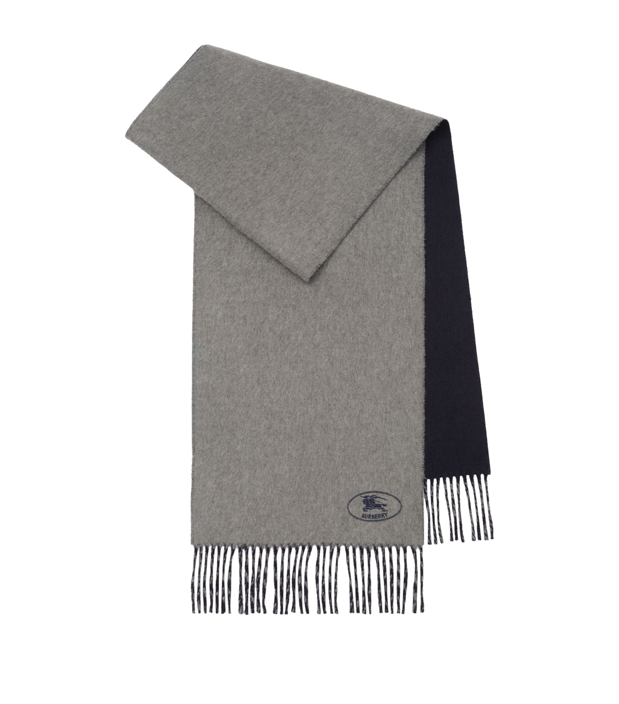 Burberry Cashmere Reversible Knight Scarf Grey/navy Image 1