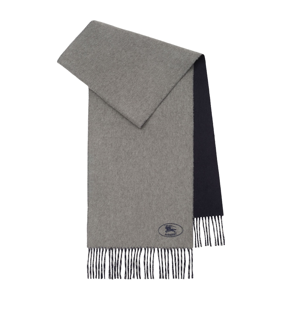 Burberry Cashmere Reversible Knight Scarf Grey/navy Image 1