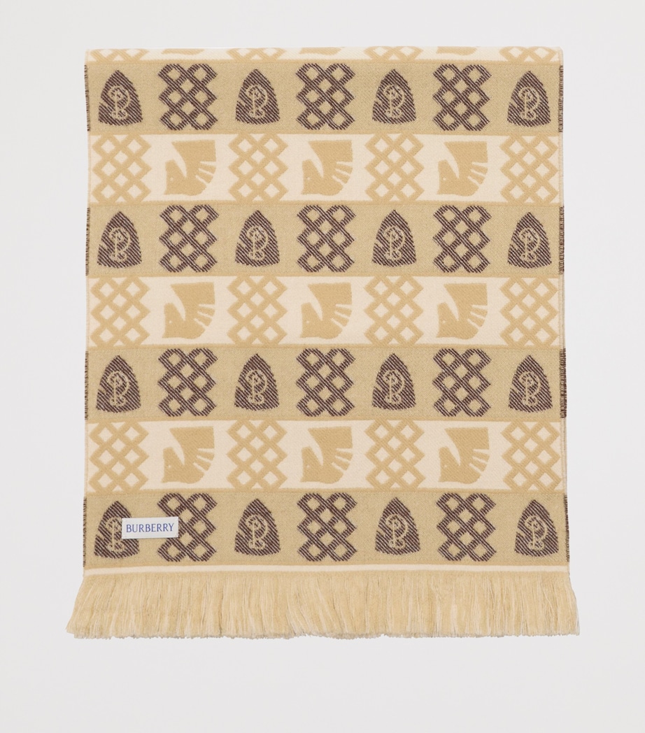 Wool Fair Isle Scarf SAND/TREACLE BROWN Image 2