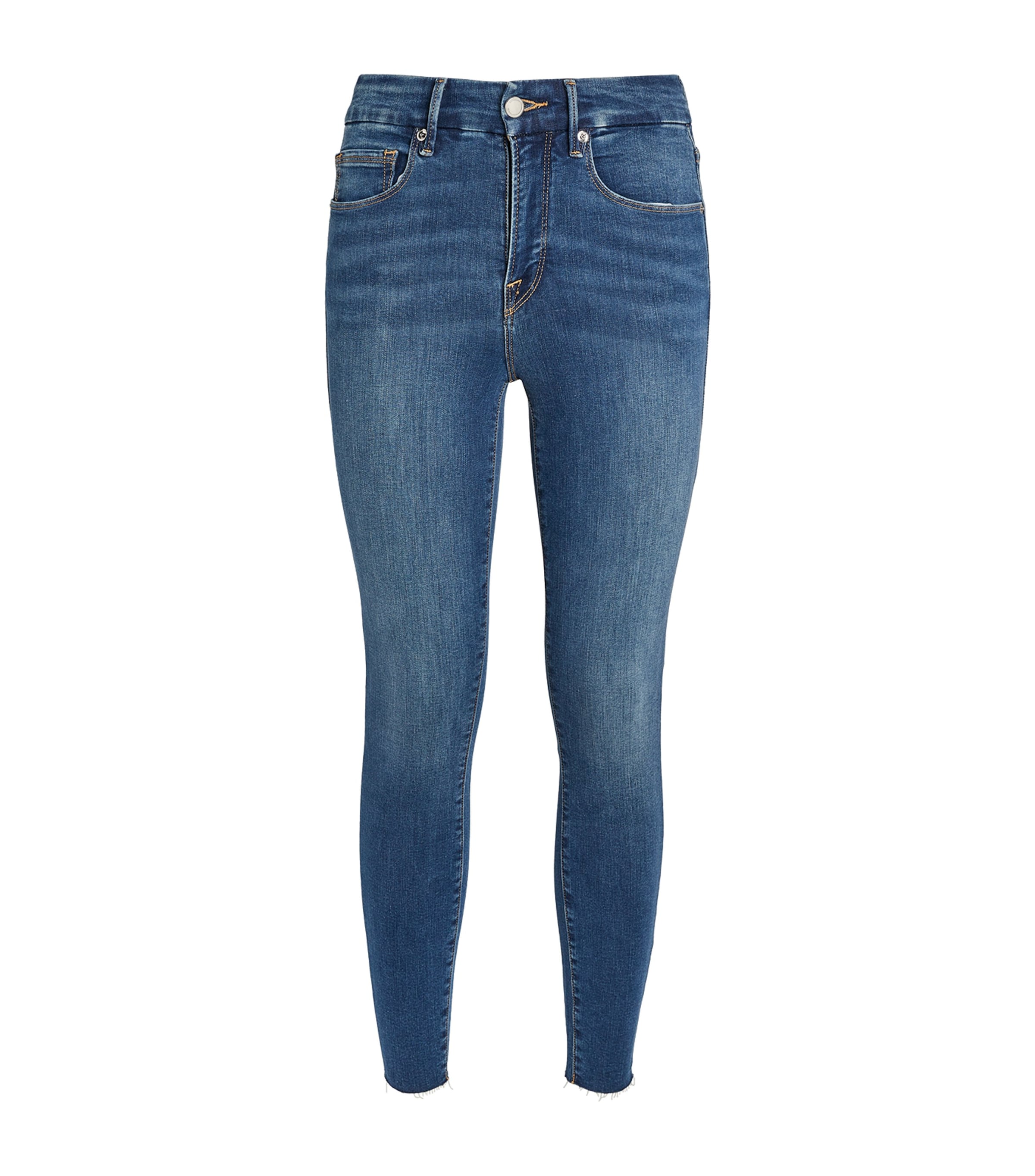 Shop Good American High-rise Good Legs Cropped Skinny Jeans In Blue