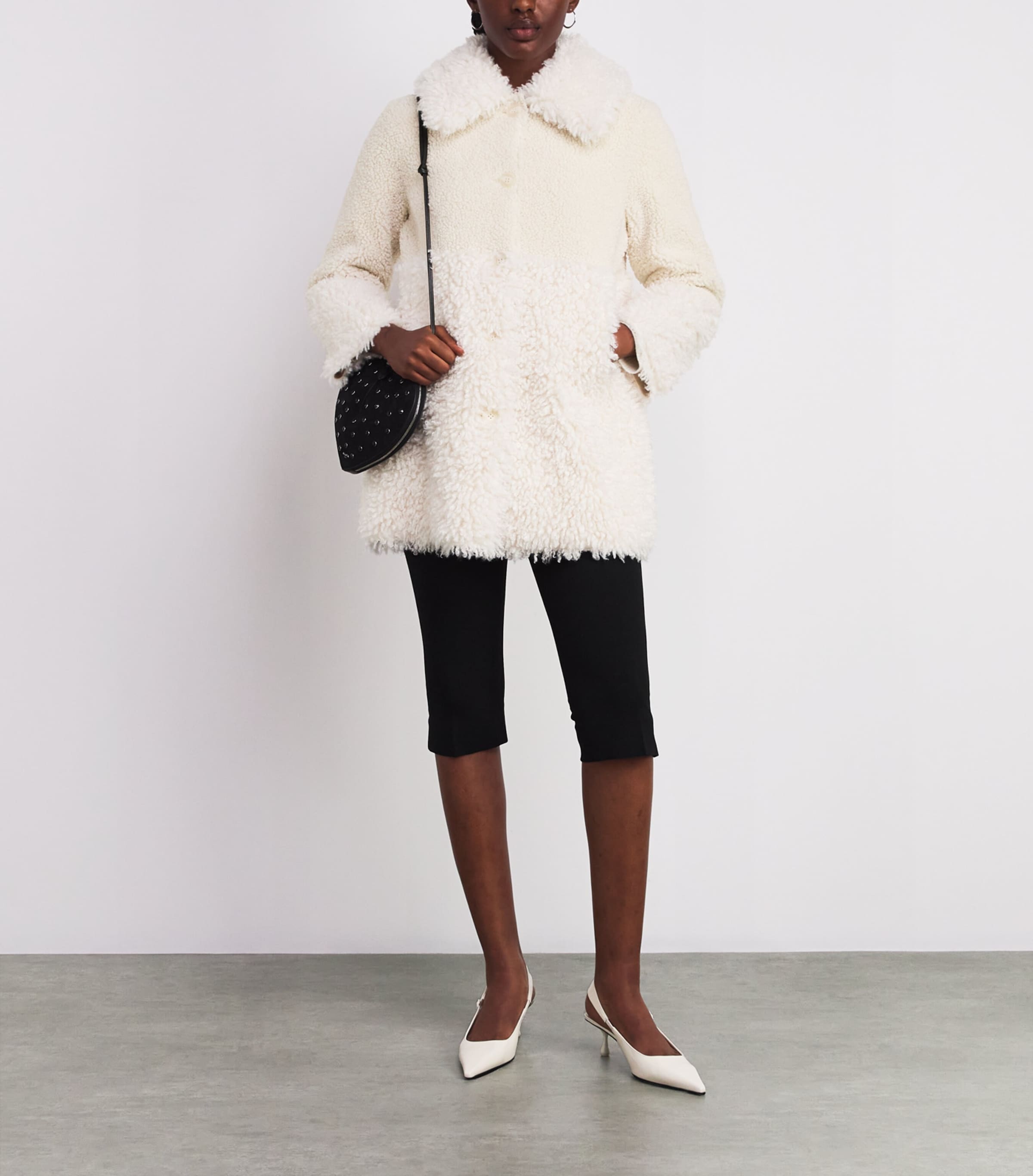 Shearling Collared Coat ECRU Image 2