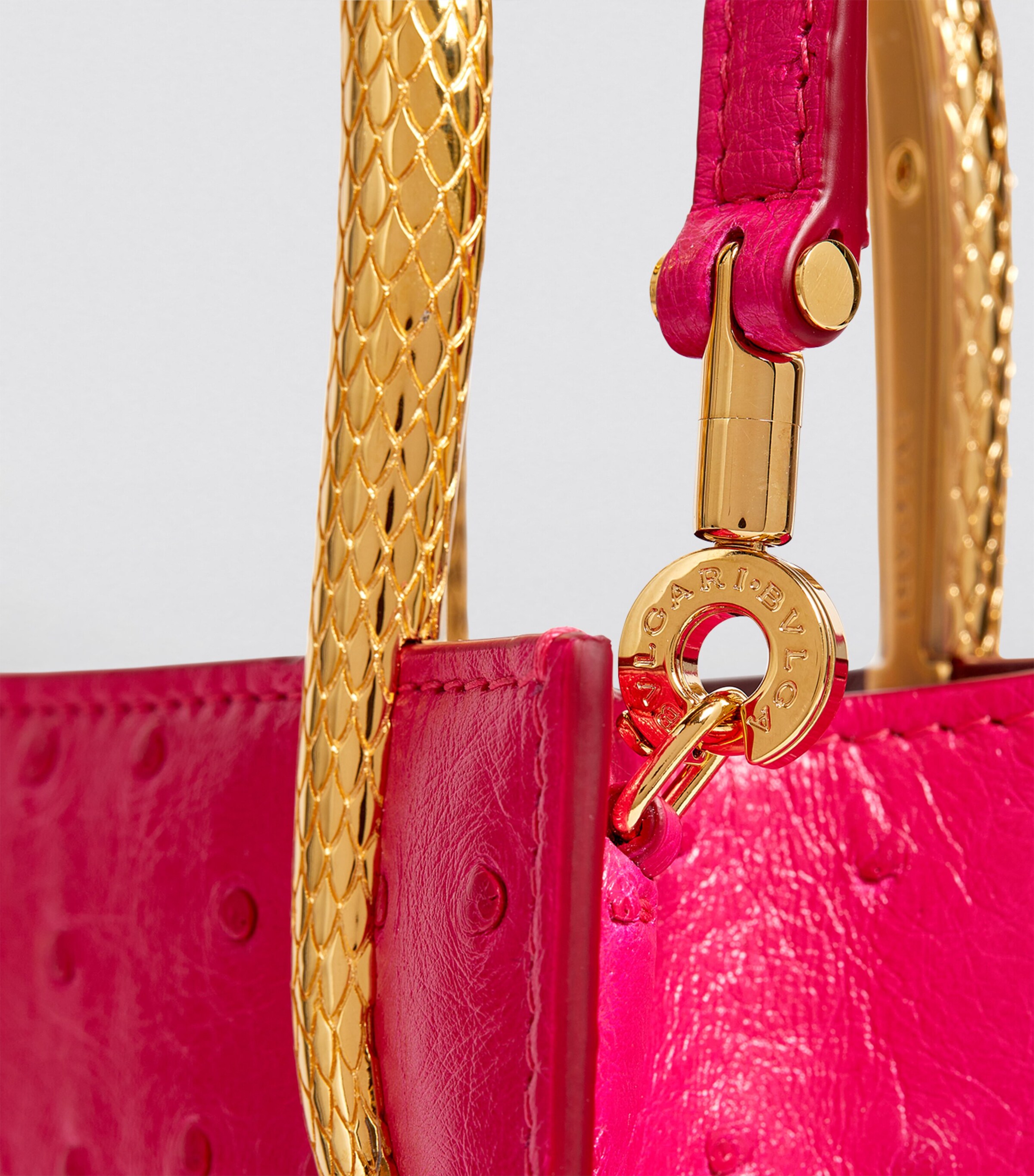 Ostrich Leather Serpentine Cross-Body Bag FUCHSIA Image 6