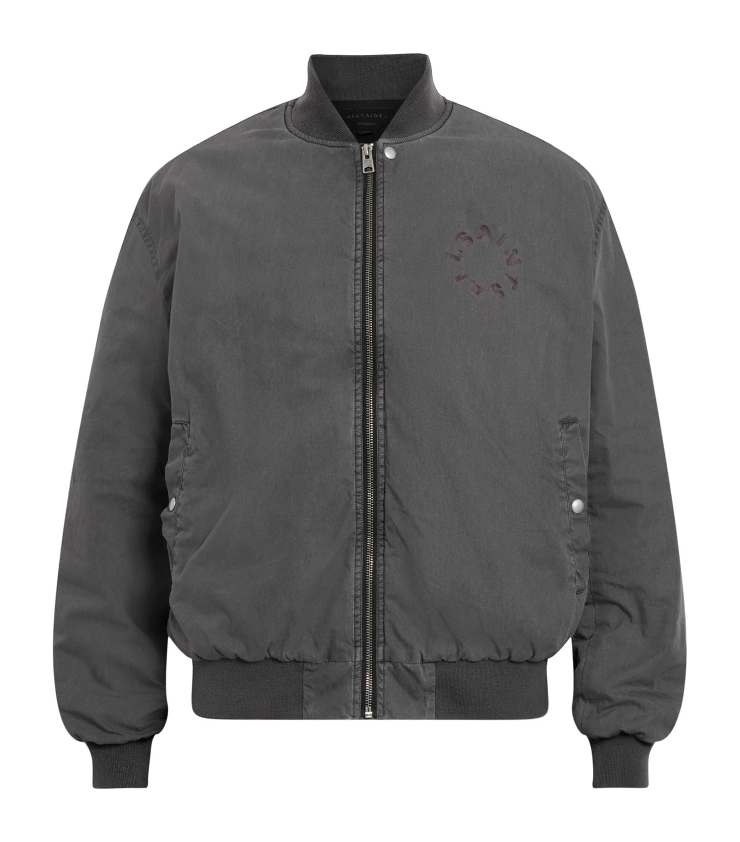 Allsaints Tierra Padded Bomber Jacket In Grey