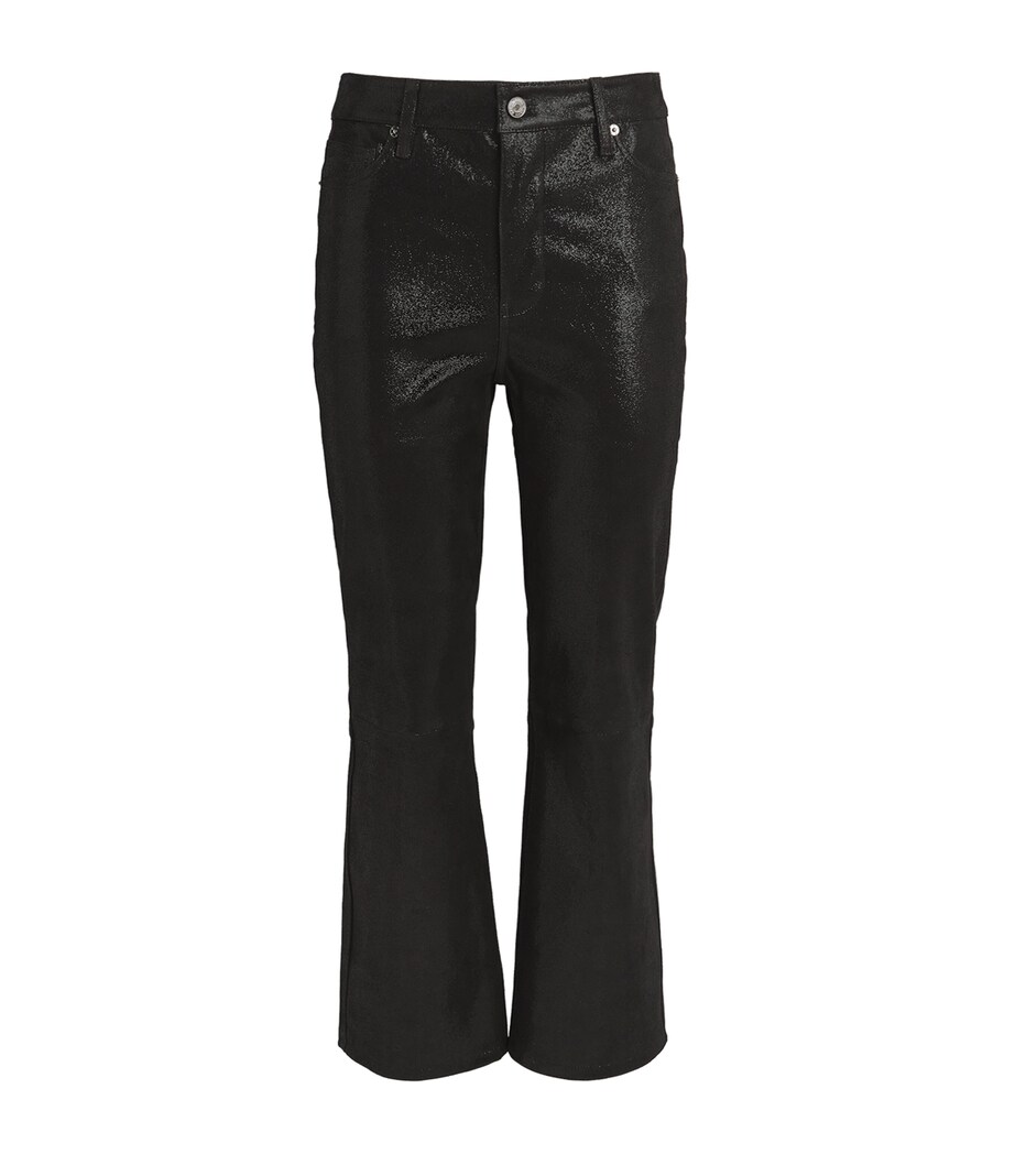 FRAME Womens Suede Le Crop Mini Boot Trousers Black Multi Image 1