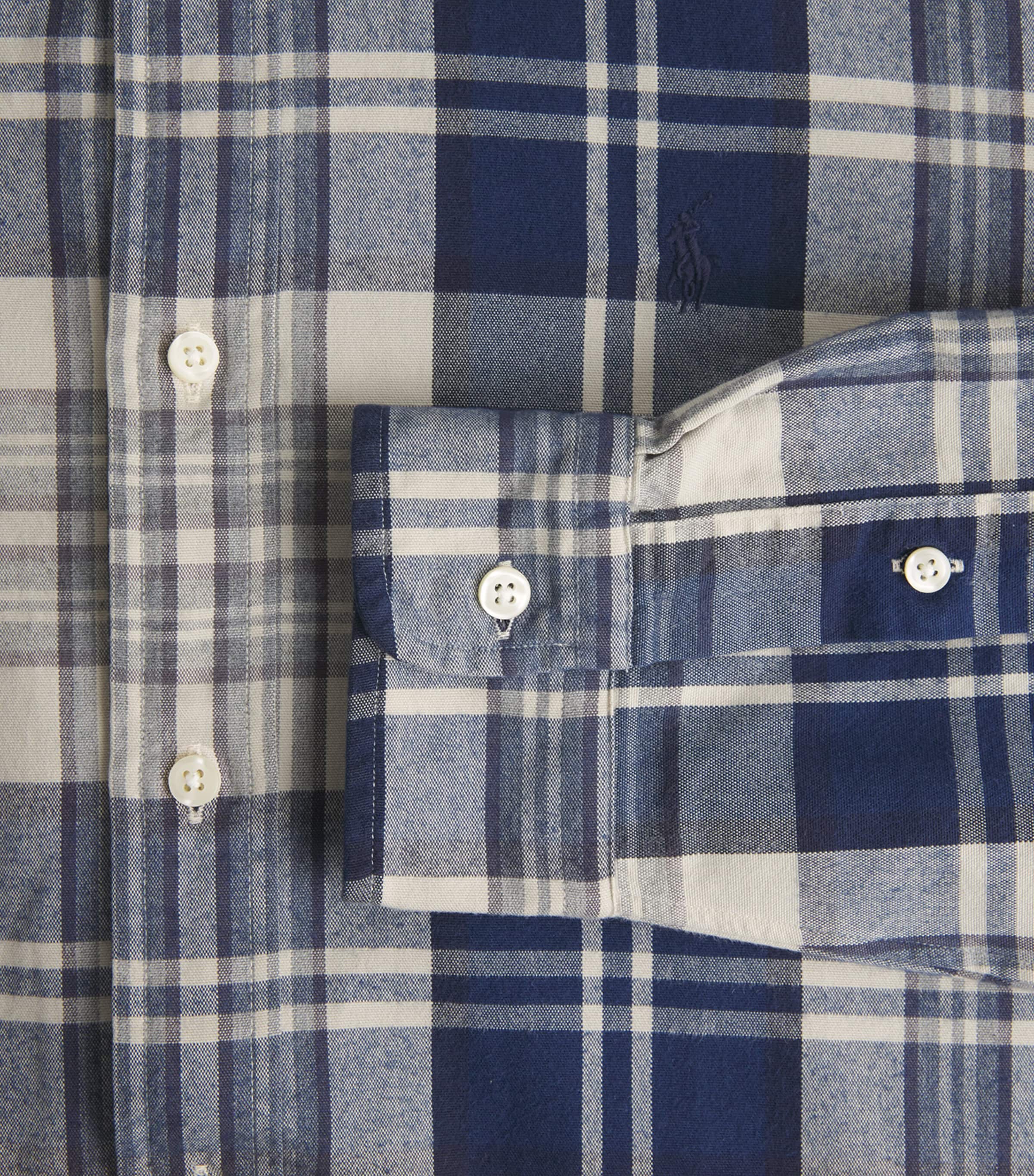 Cotton Brushed Check Oxford Shirt OFF WHITE NAVY MULTI Image 5