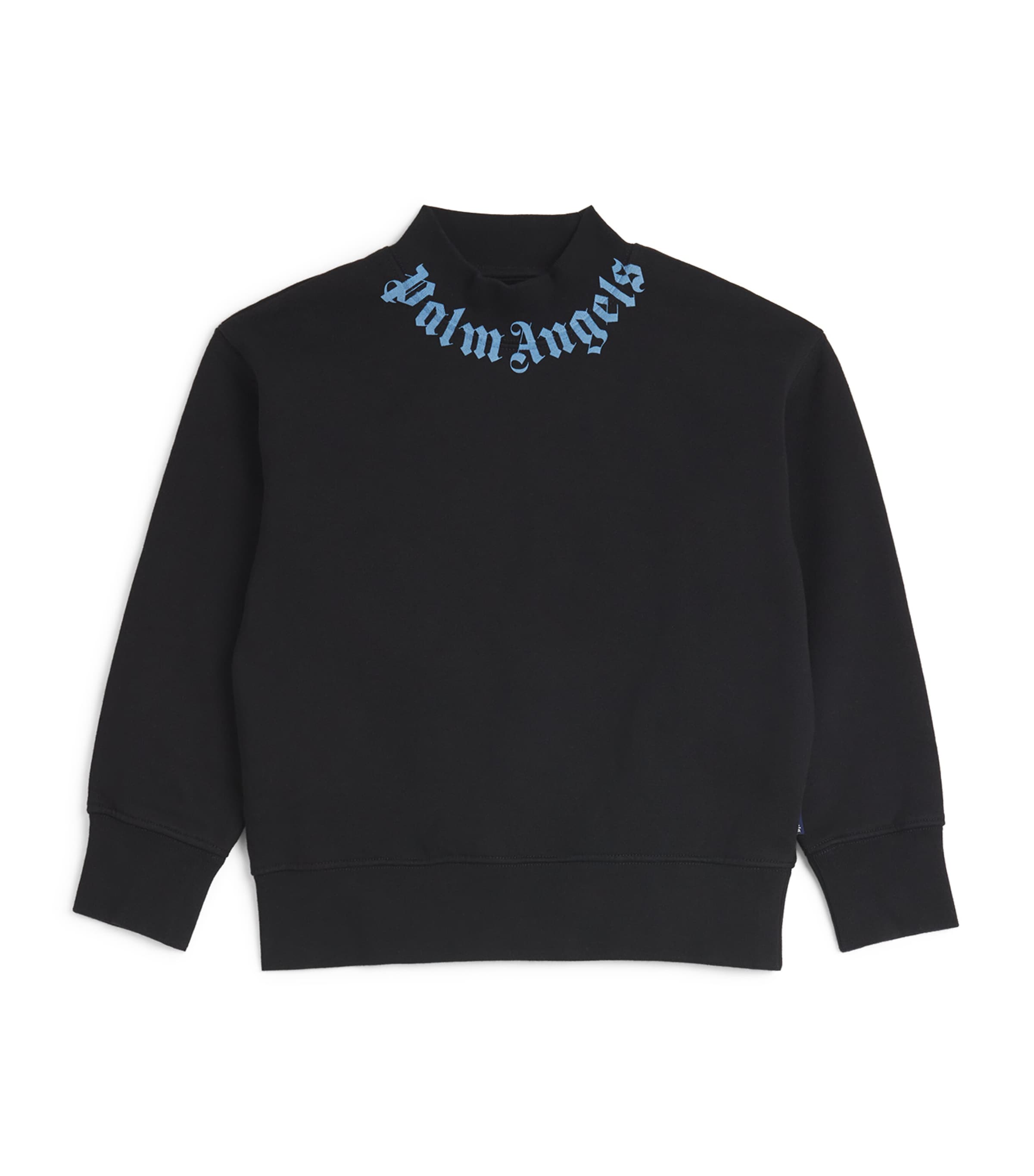 Palm Angels Kids Cotton Logo Neck Sweatshirt (4-12 Years) Light Blue Image 1