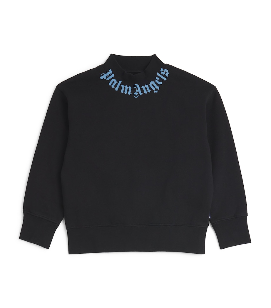 Cotton Logo Neck Sweatshirt (4-12 Years) 1040BLACK-LIGHT BLUE Image 1