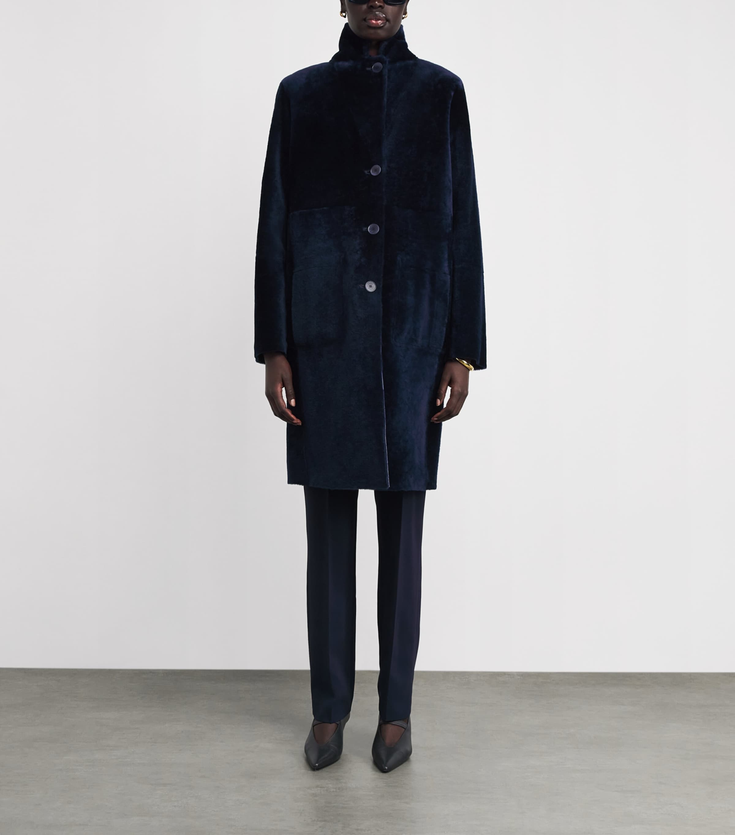 Shearling Reversible Brittany Coat INDIGO Image 3