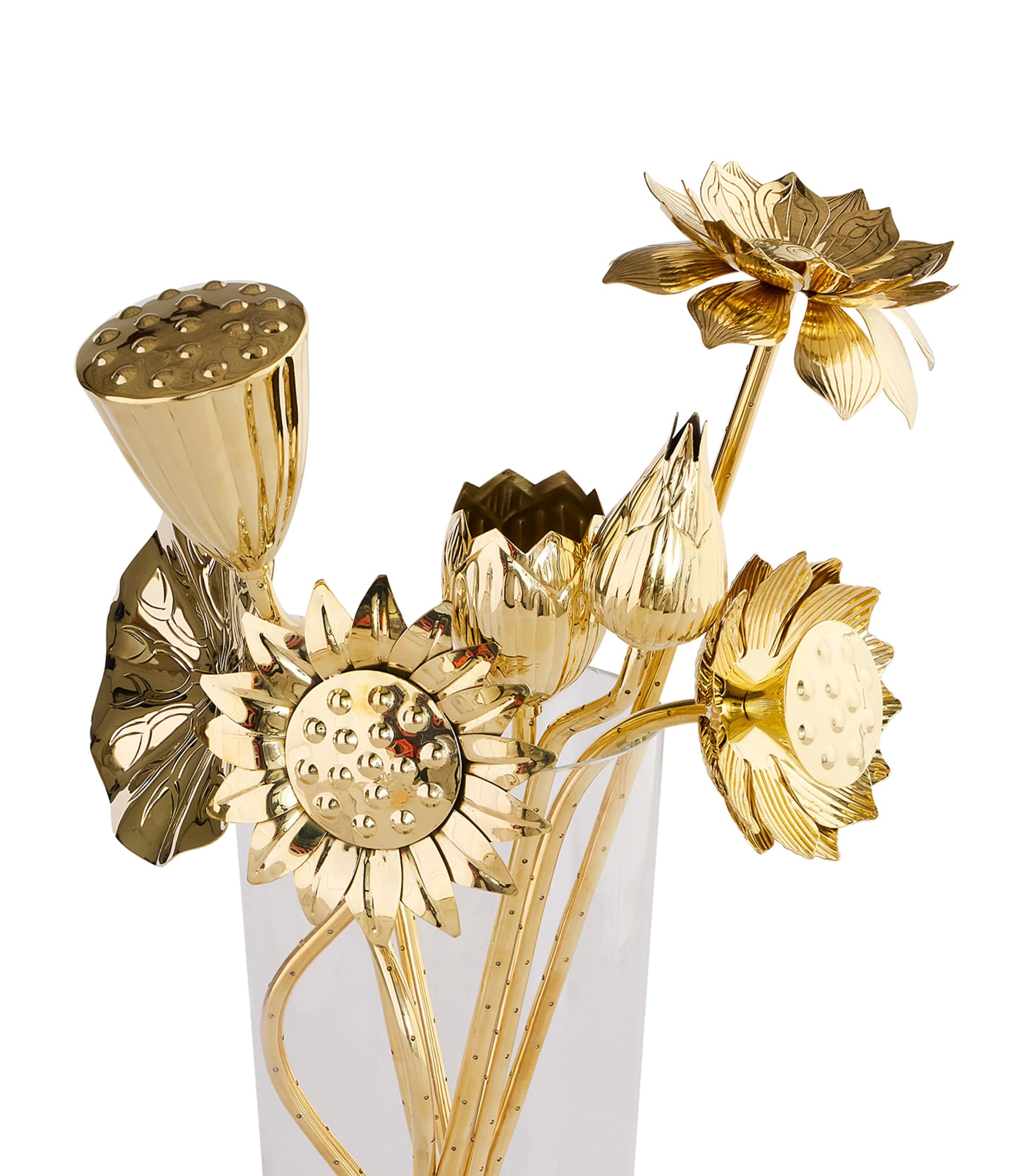 Jonathan Adler Brass 7-piece Flower Bouquet In Gold