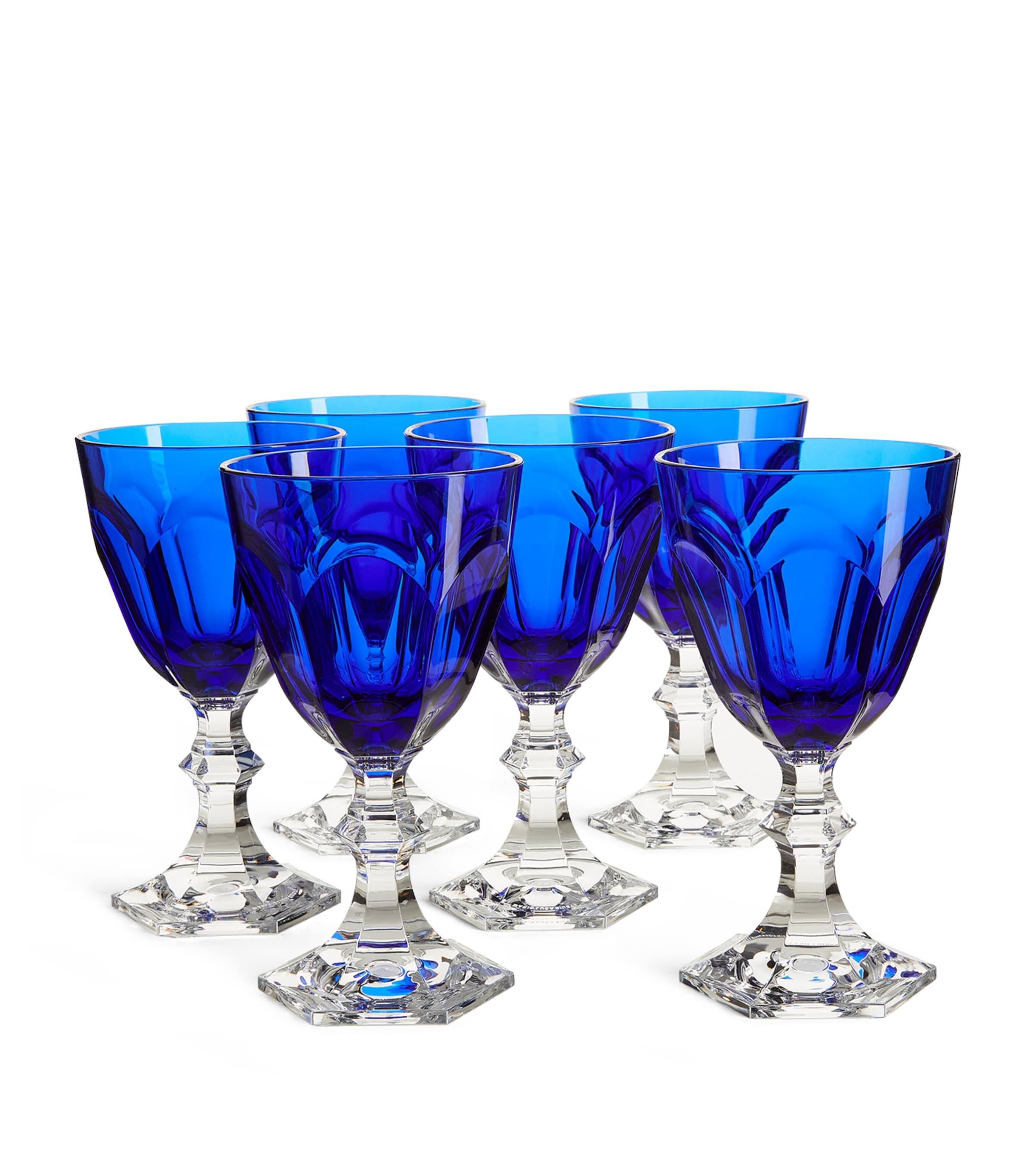 Shop Mario Luca Giusti Set Of 6 Dolce Vita Small Wine Glasses In Blue